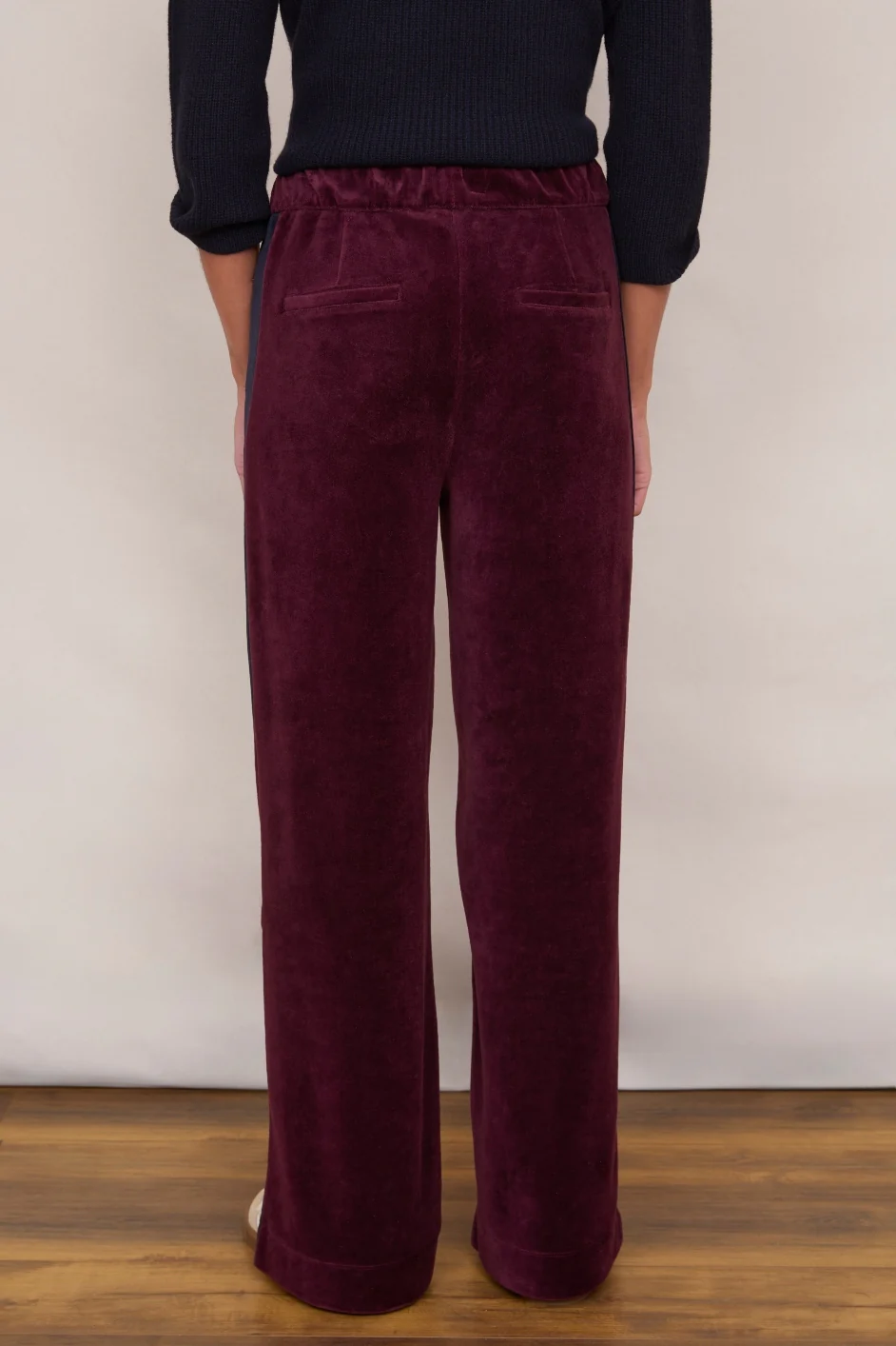 Camille Velour Trouser - Deep Plum - Image 4