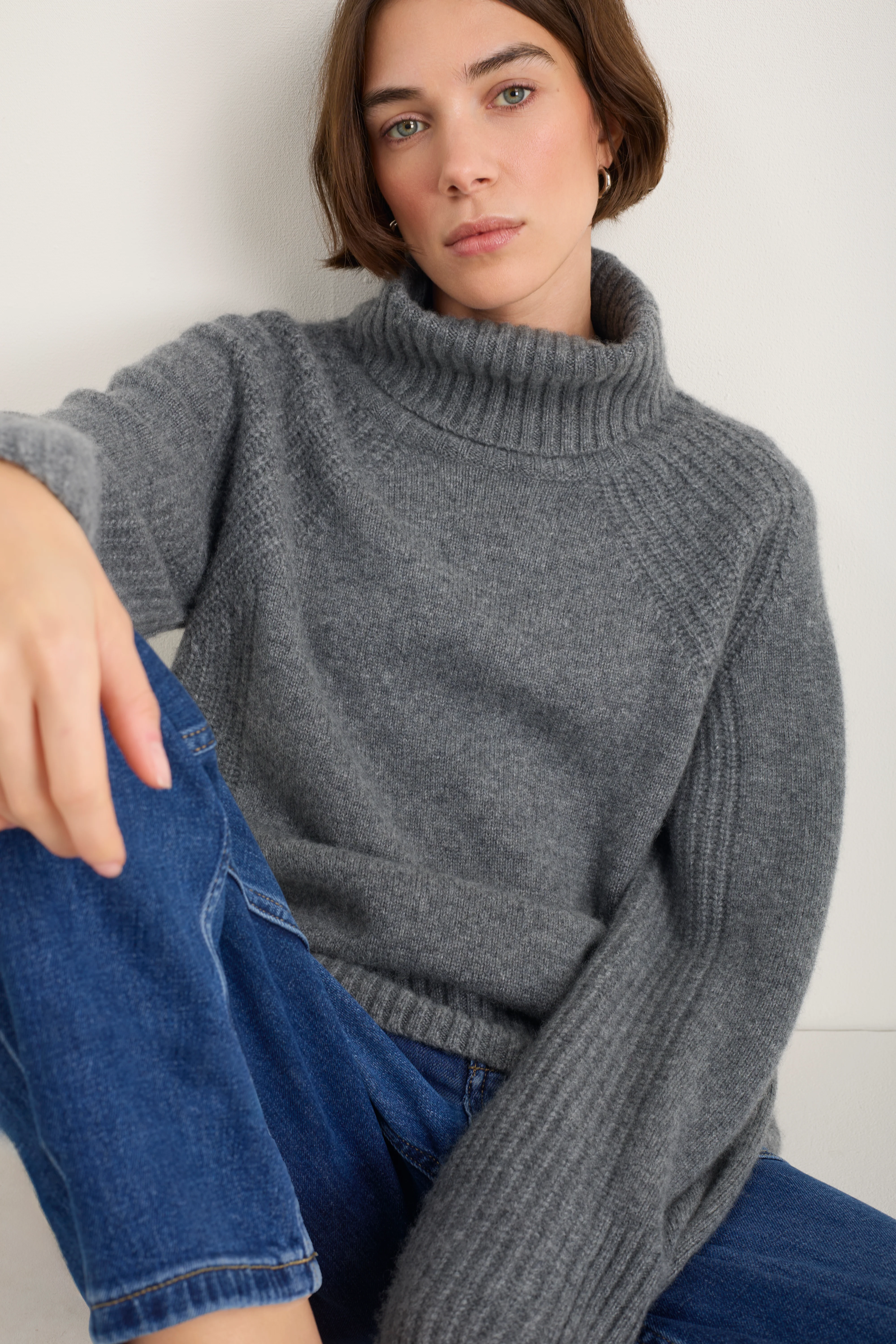 Carolina Roll Neck Jumper - Charcoal - Image 3