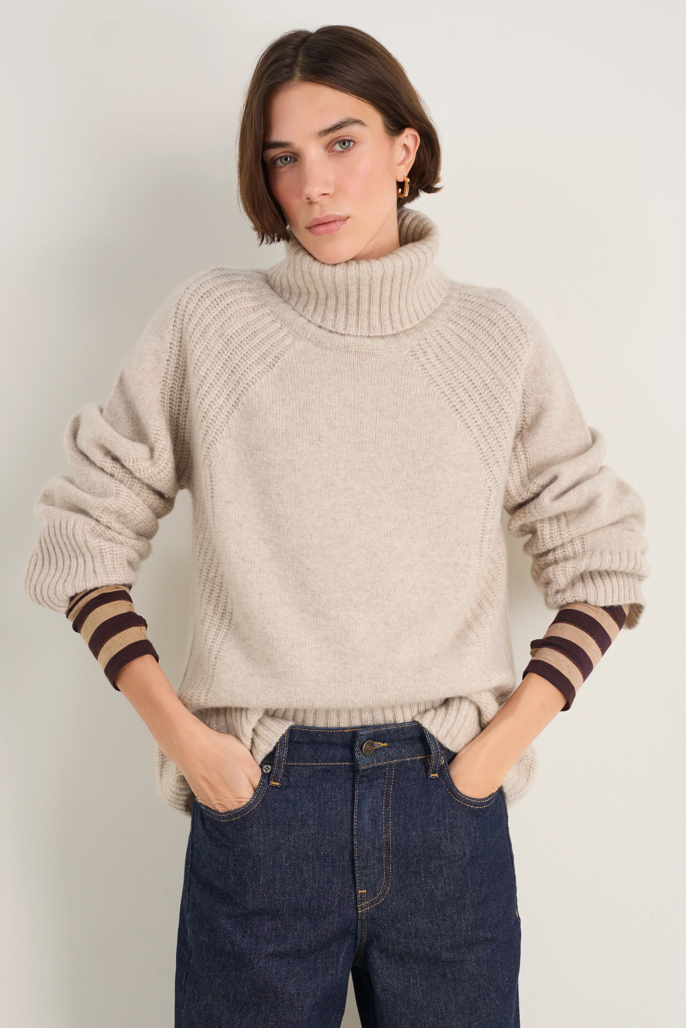 Carolina Roll Neck Jumper - Oat Melange