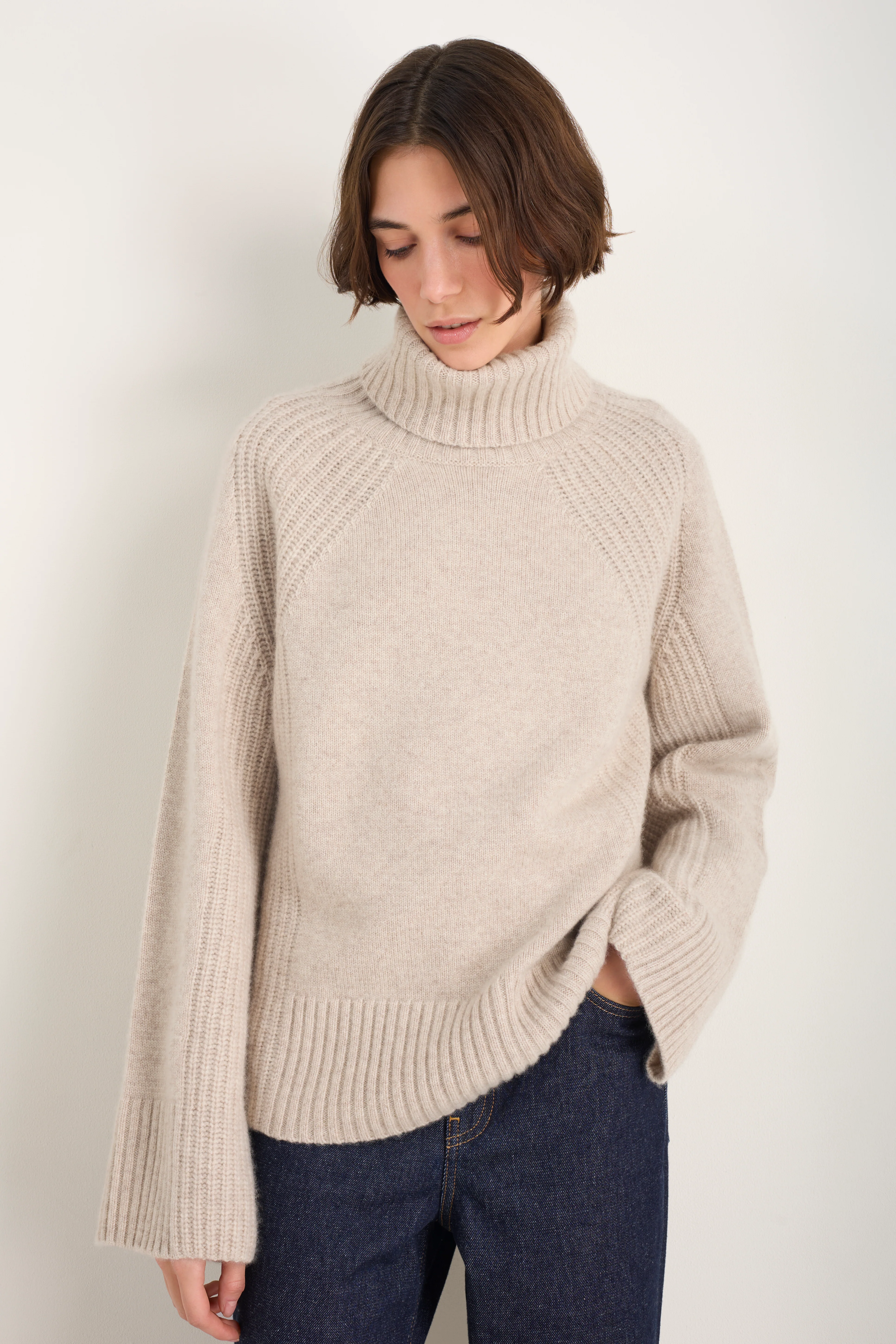 Carolina Roll Neck Jumper - Oat Melange - Image 3