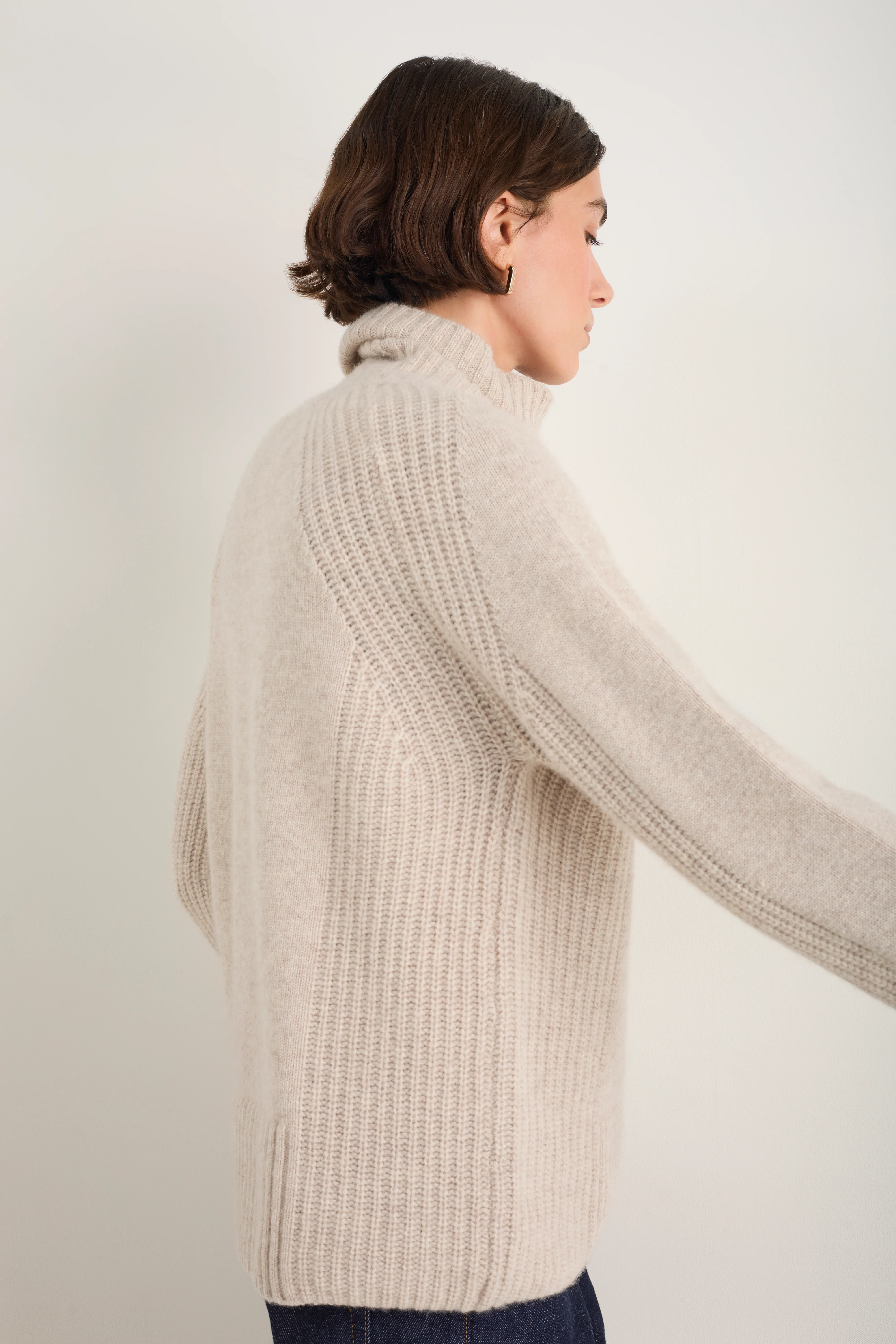 Carolina Roll Neck Jumper - Oat Melange - Image 4
