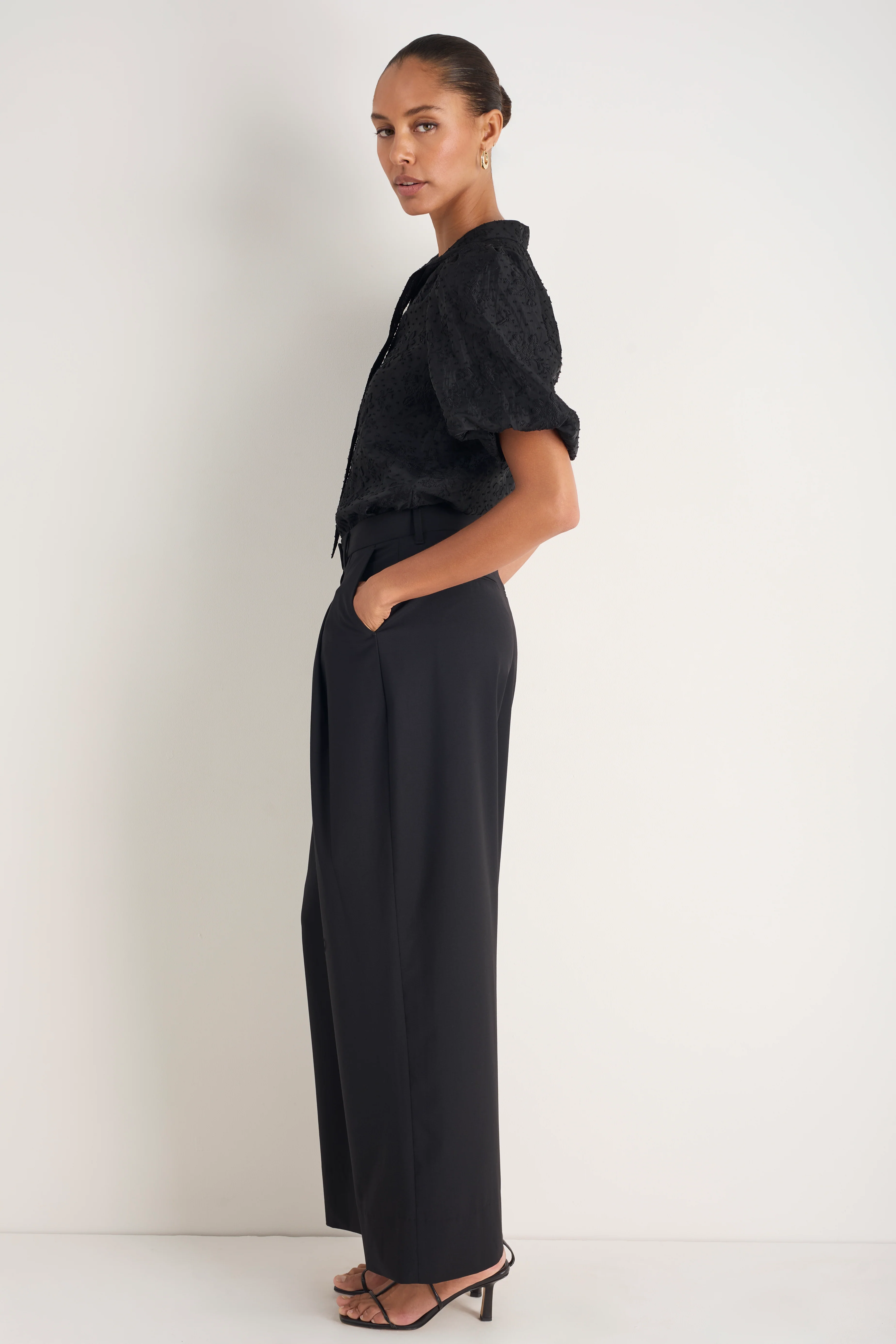 Cath x WYSE Audrey Pleat Trouser - Black - Image 3