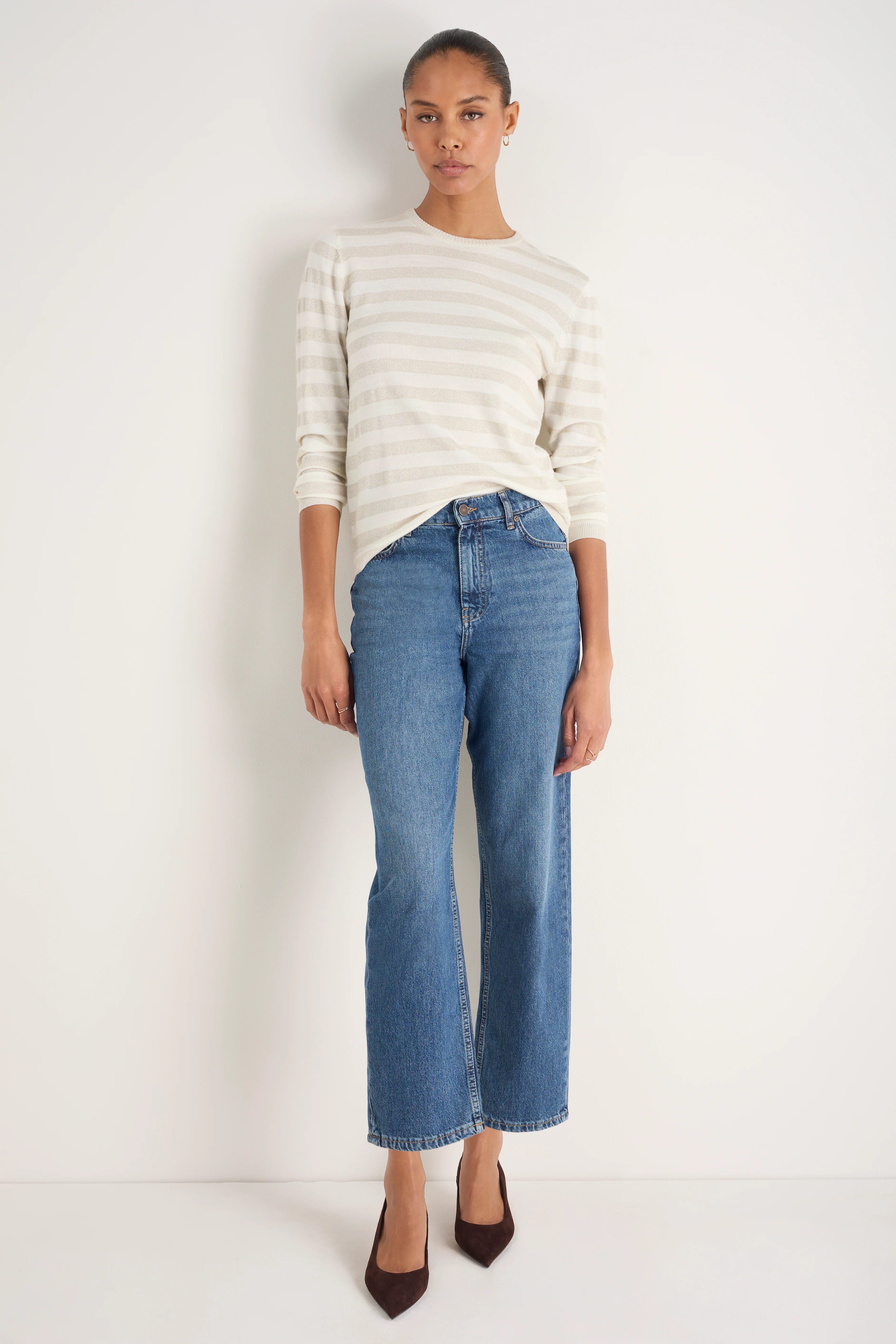 Cath x WYSE Brigitte Jumper - Ivory/Gold Metallic Stripe - Image 3
