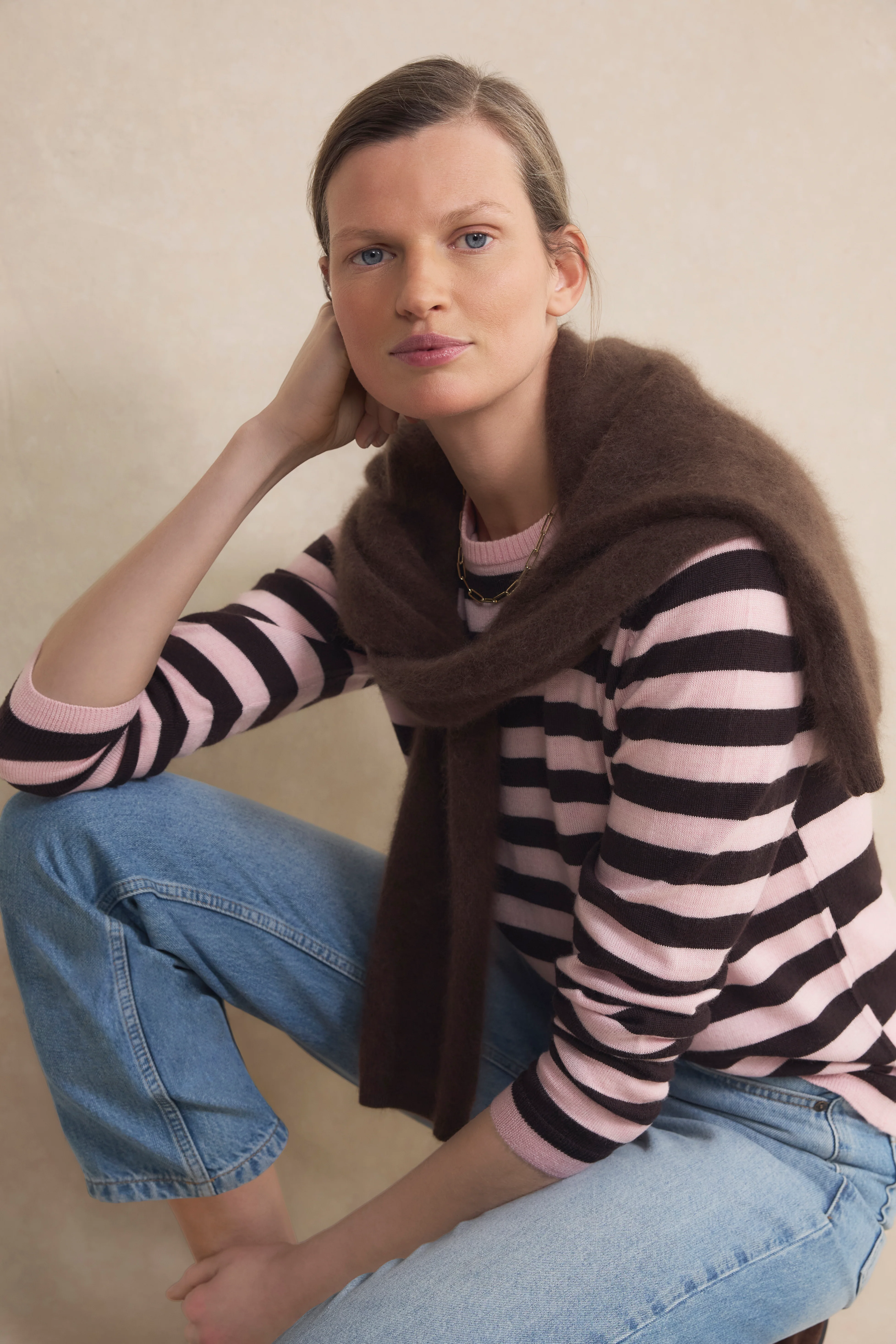Cath x WYSE Brigitte Jumper - Brown/Pink Stripe - Image 5