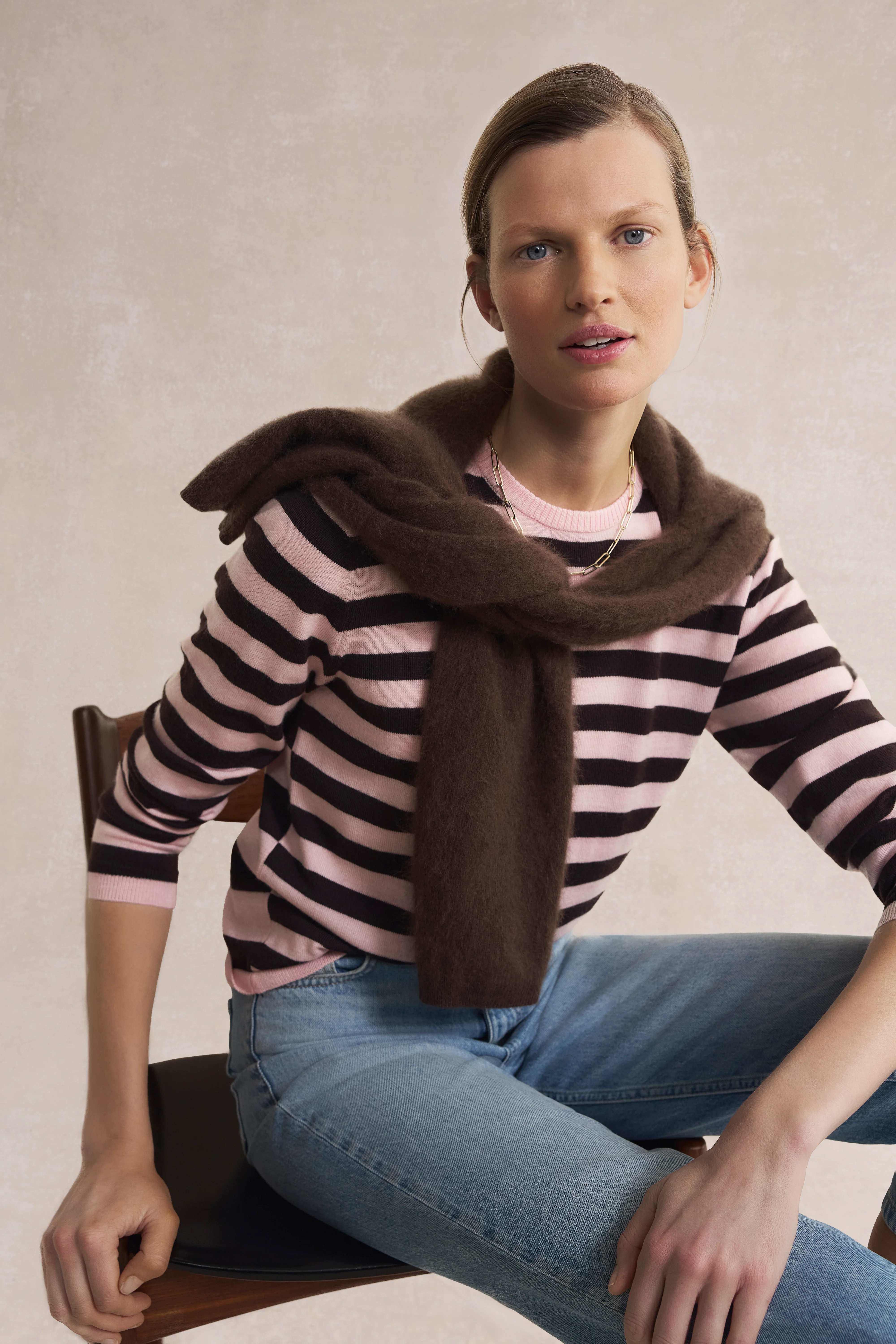 Cath x WYSE Brigitte Jumper - Brown/Pink Stripe - Image 6