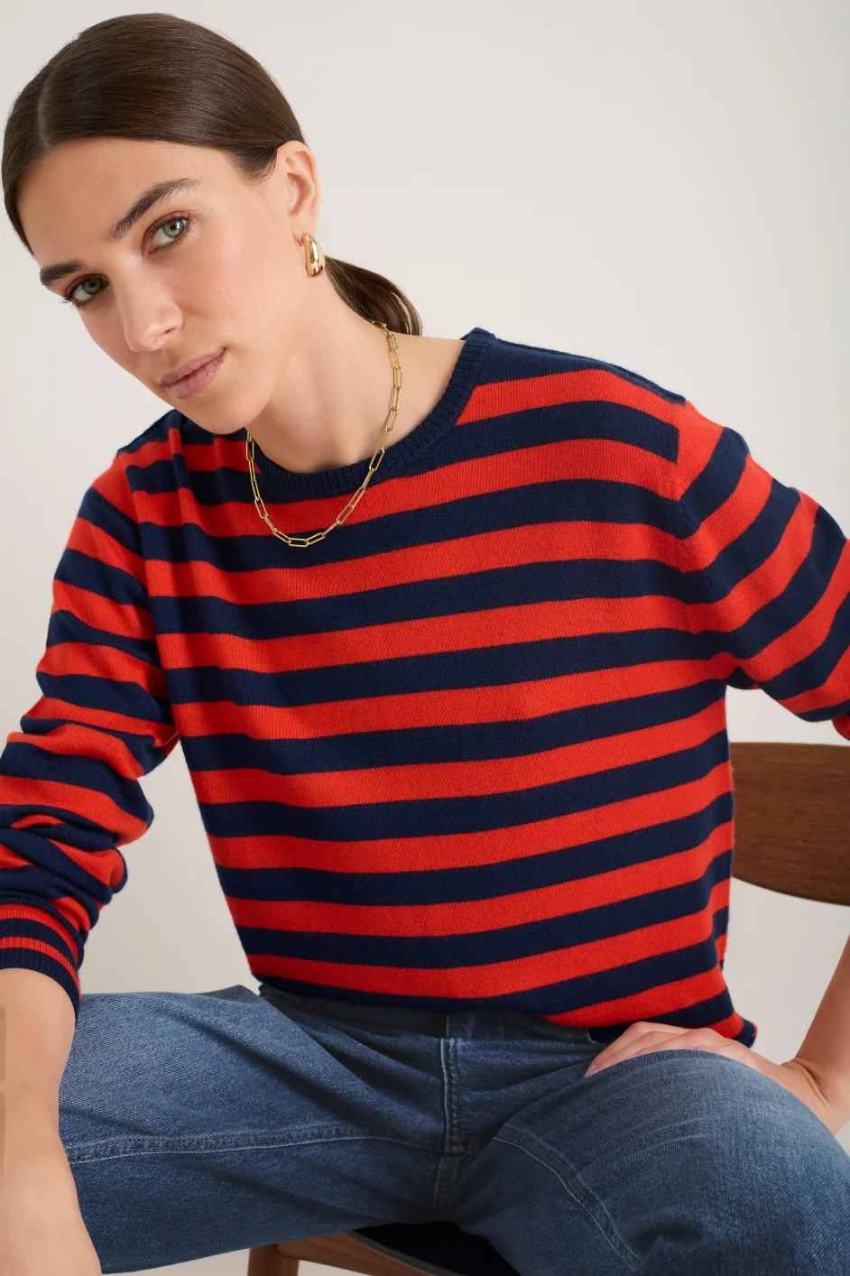 Cath x WYSE Brigitte Jumper - Tomato Red/Midnight Stripe - Image 5
