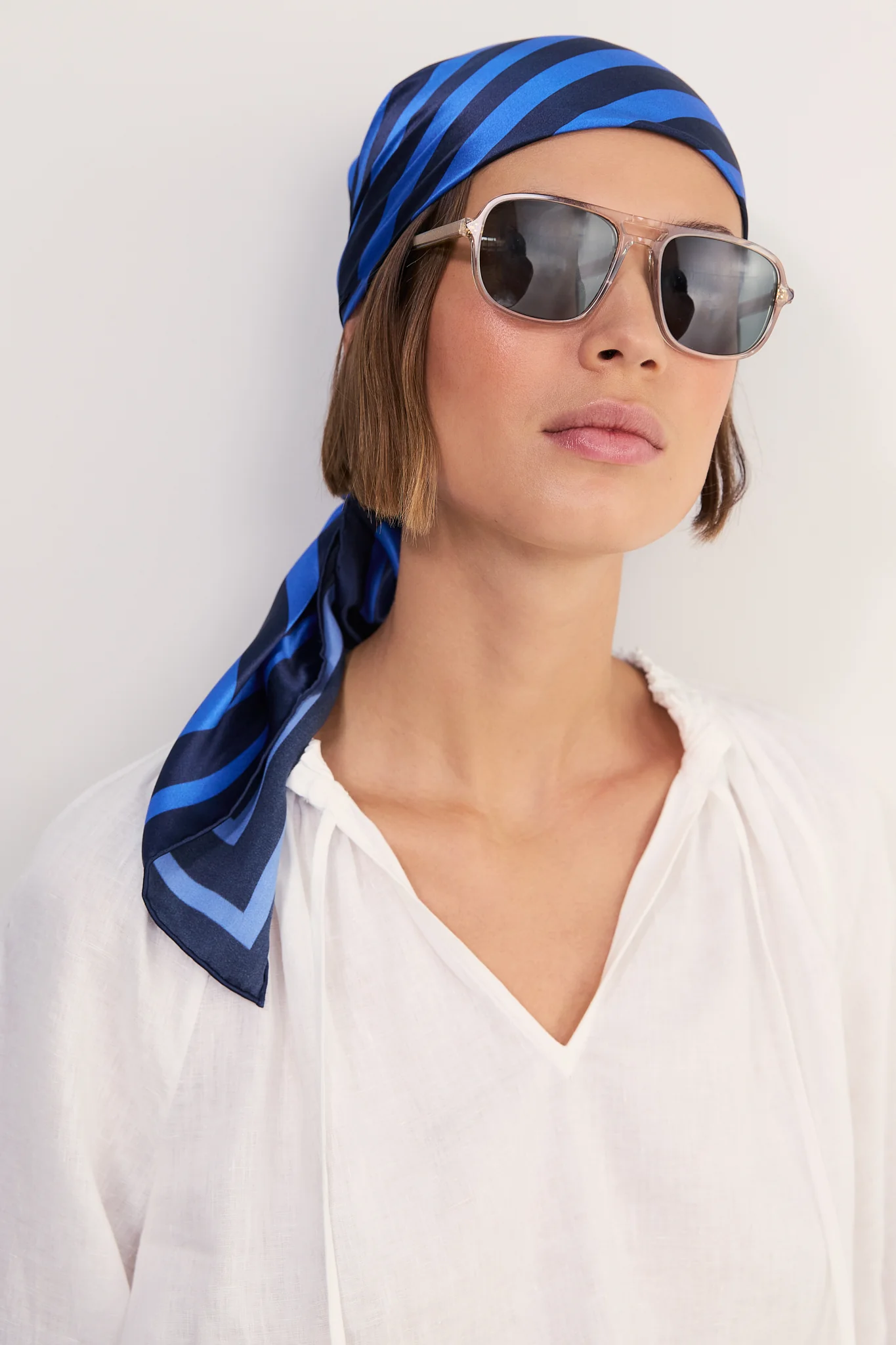 Cath x WYSE Silk Scarf - Blue Stripe - Image 2