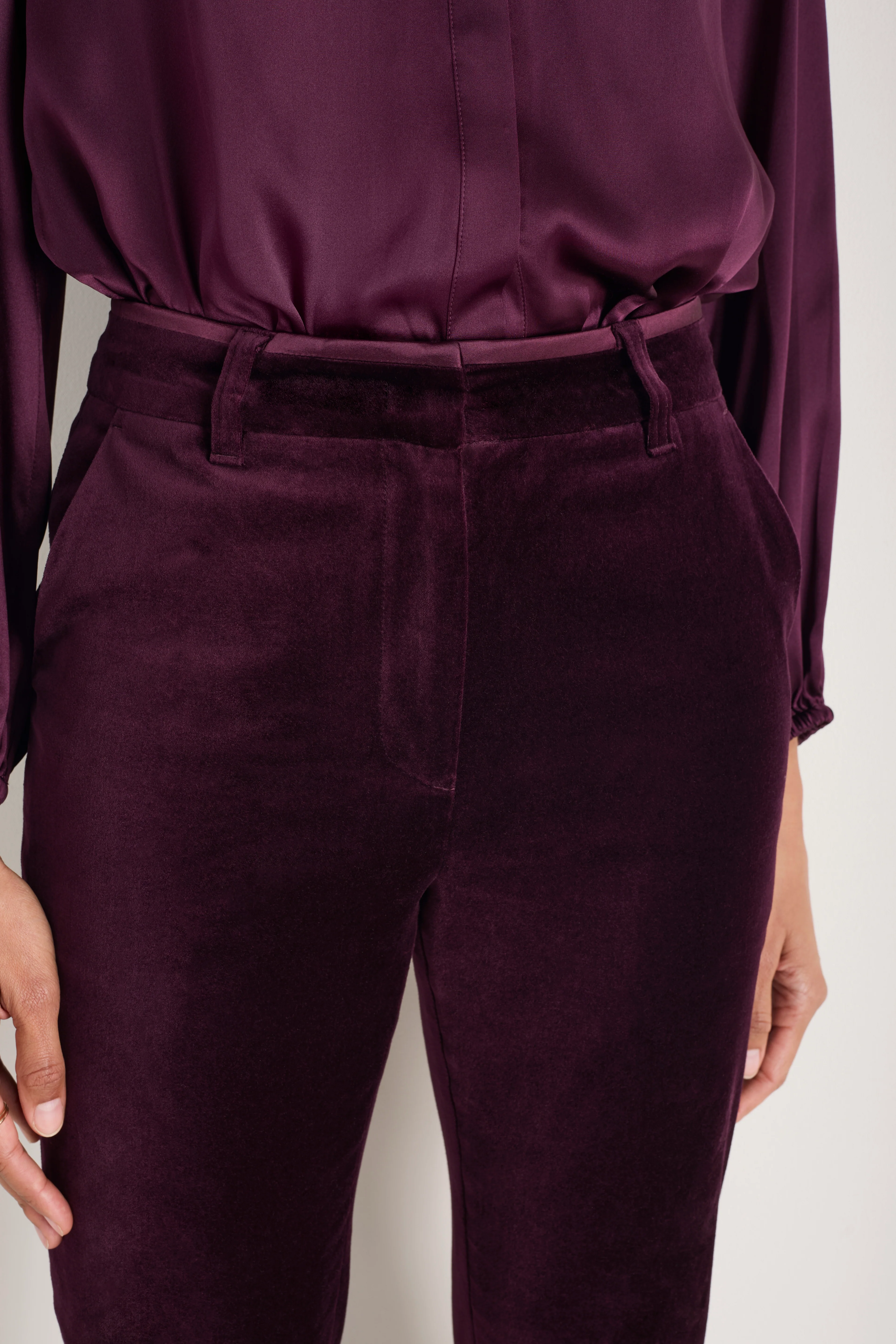Cath x WYSE Taylor Cotton Velvet Bootcut Trouser - Deep Fig - Image 2
