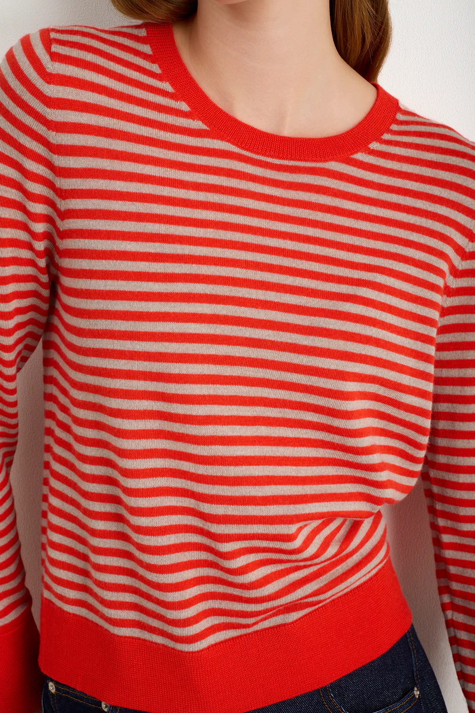 Catrin Jumper - Bitter Orange/Oat Micro Stripe - Image 2