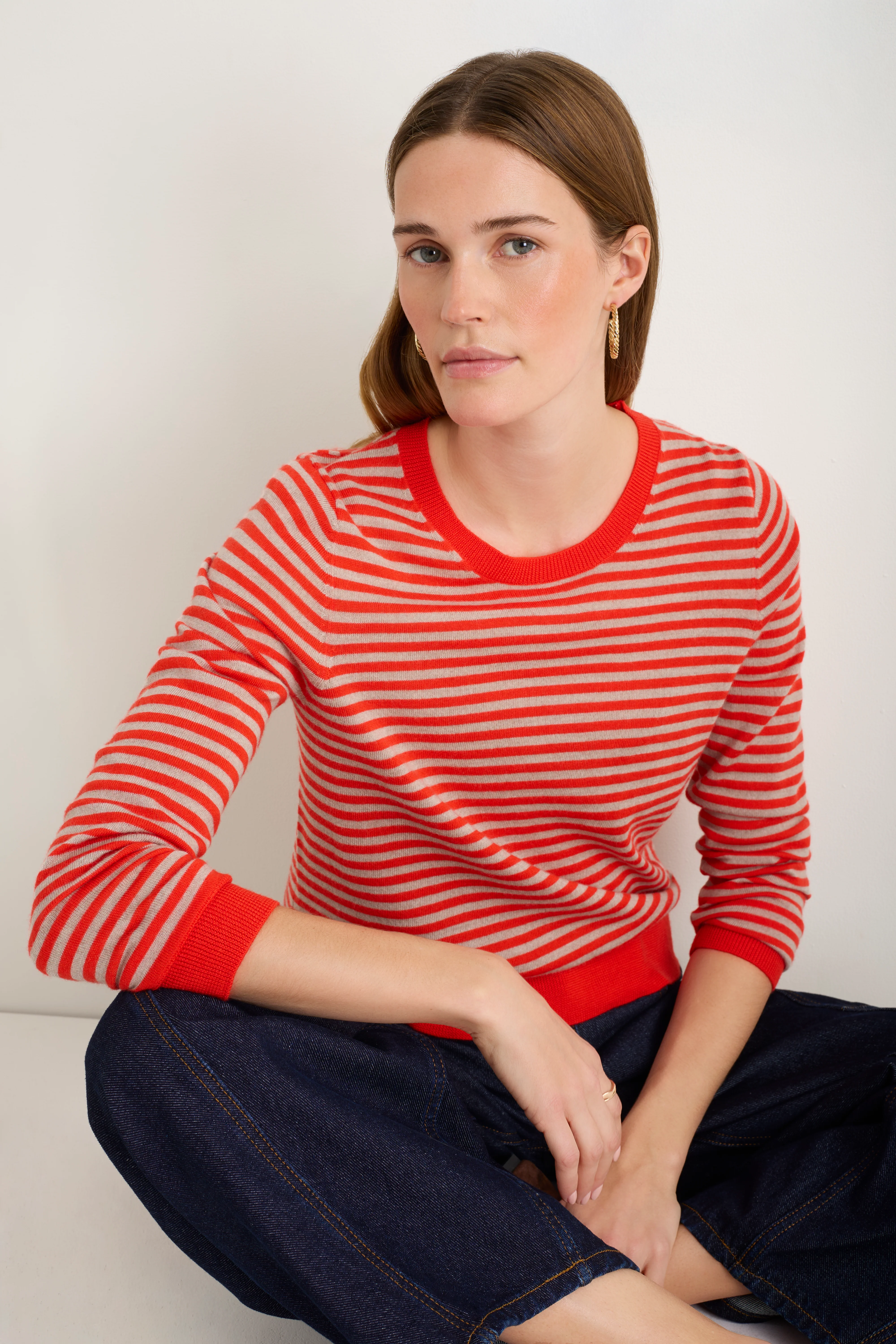 Catrin Jumper - Bitter Orange/Oat Micro Stripe - Image 4