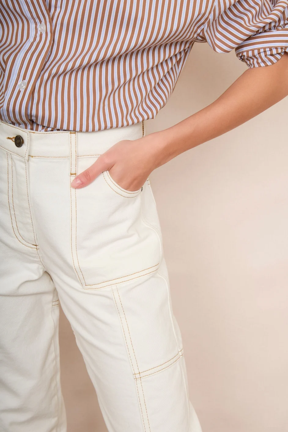 Cecelia Cargo Jean  - Off White - Image 3