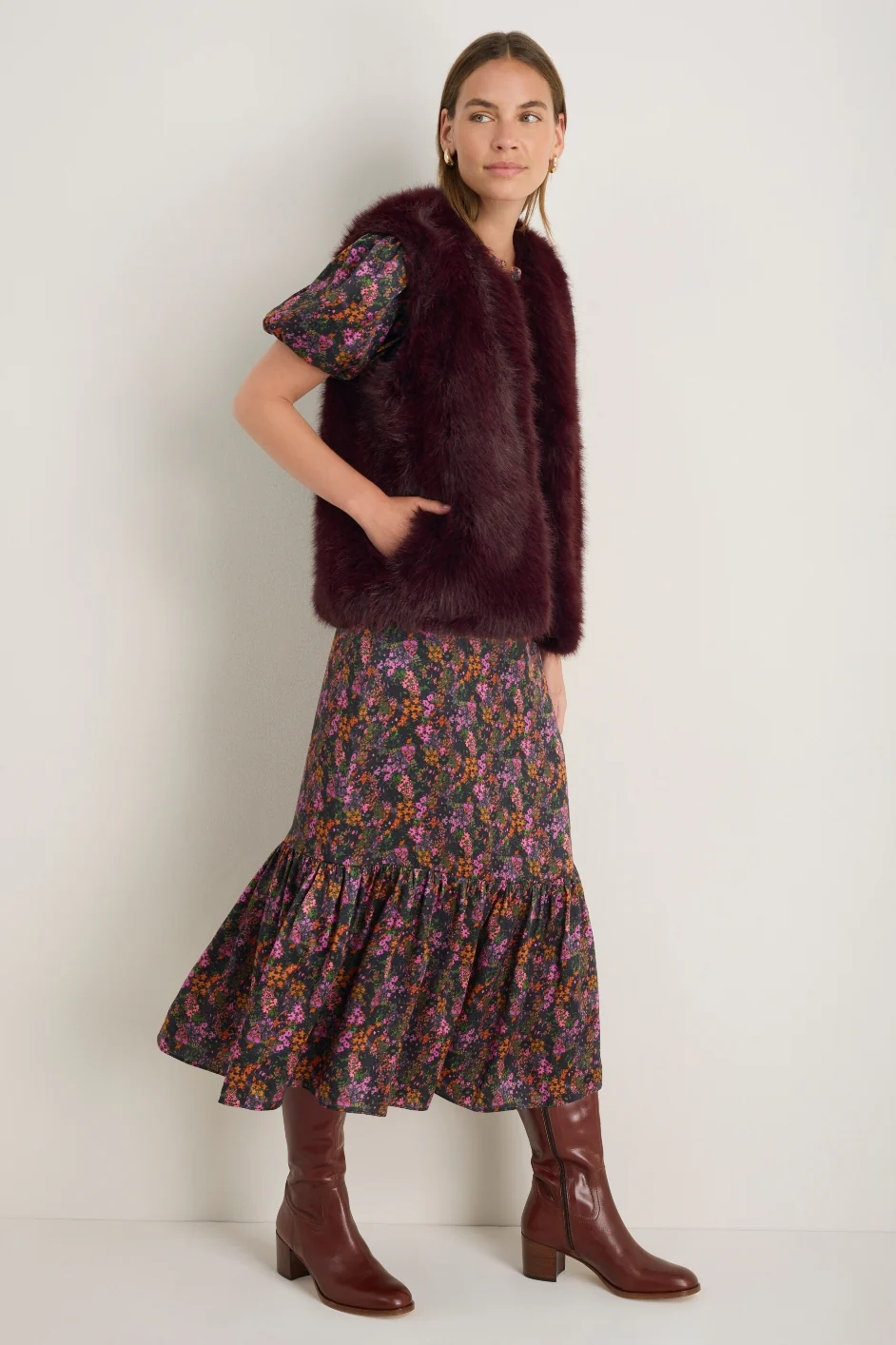 Celeste Silk Satin Dress - Vibrant Autumn Ditsy - Image 4