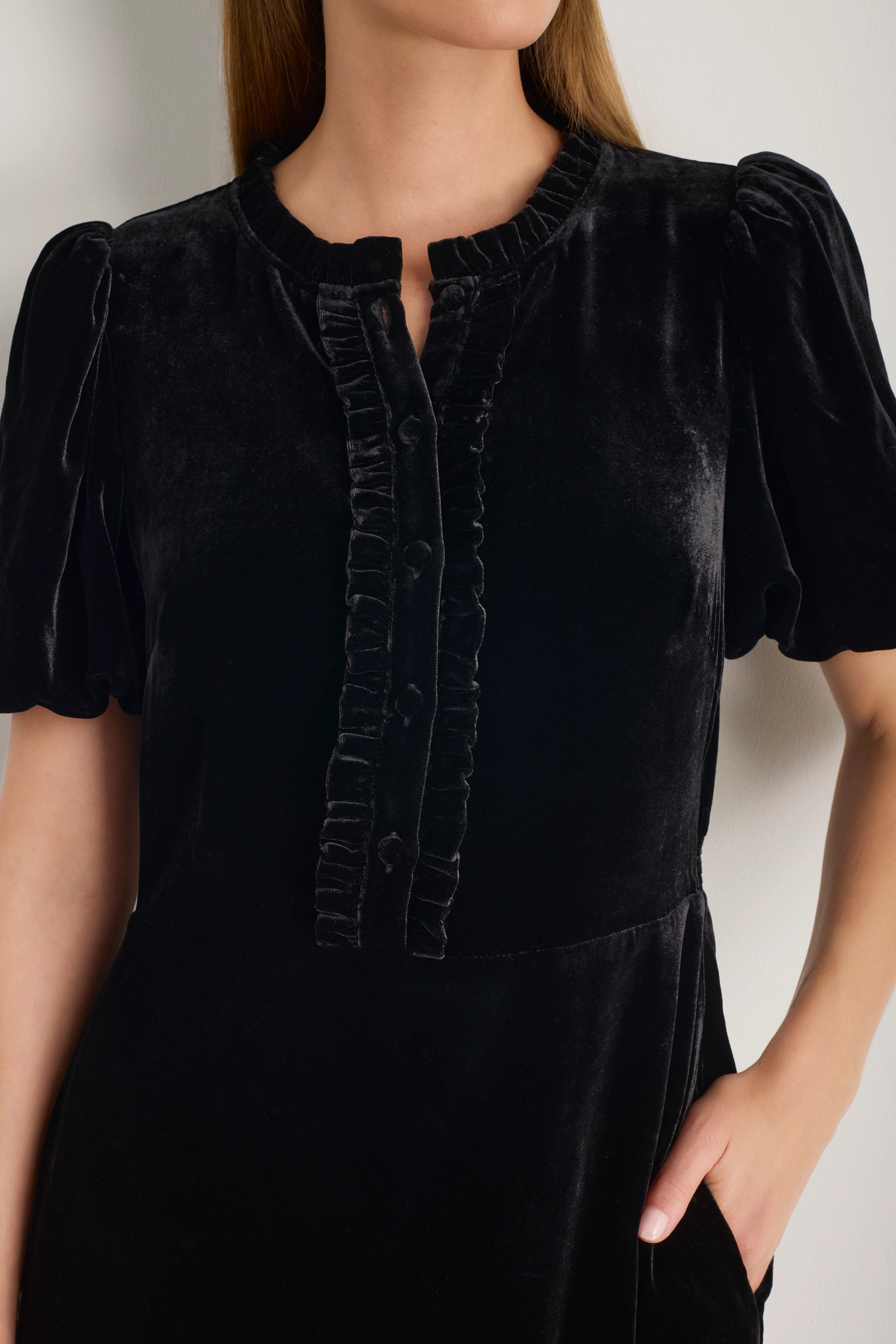 Celeste Silk Velvet Dress - Black - Image 2