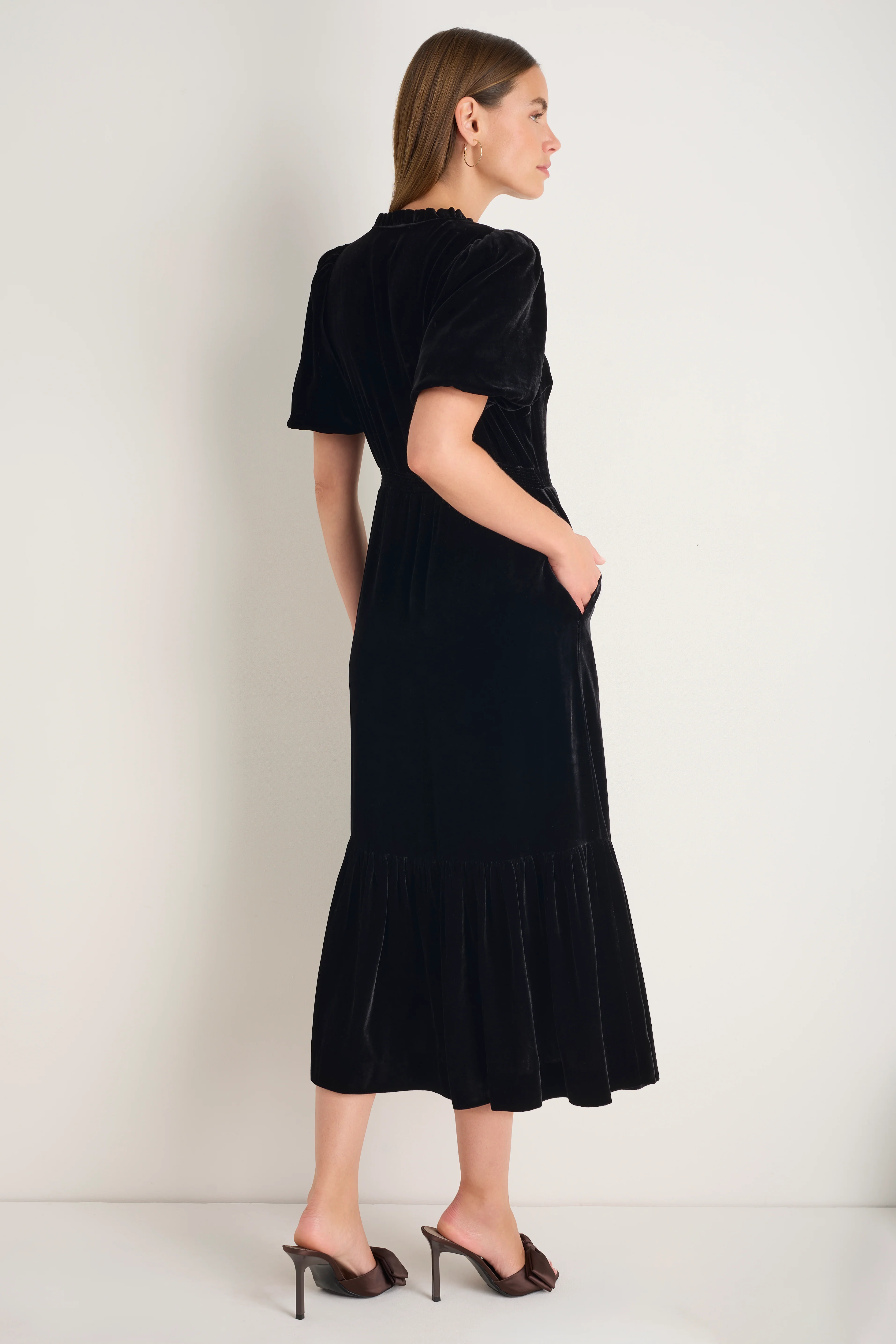 Celeste Silk Velvet Dress - Black - Image 3