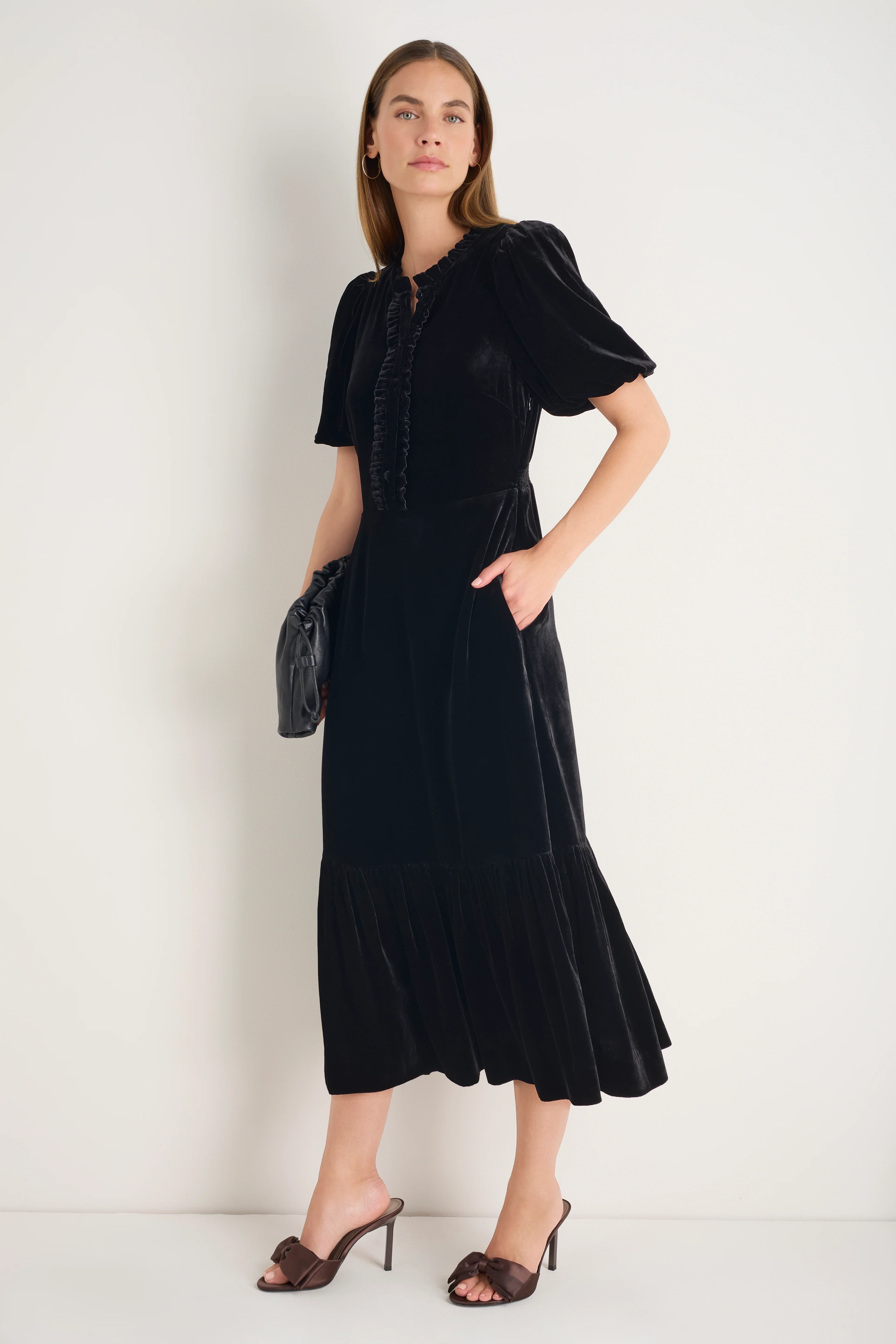 Celeste Silk Velvet Dress - Black - Image 4
