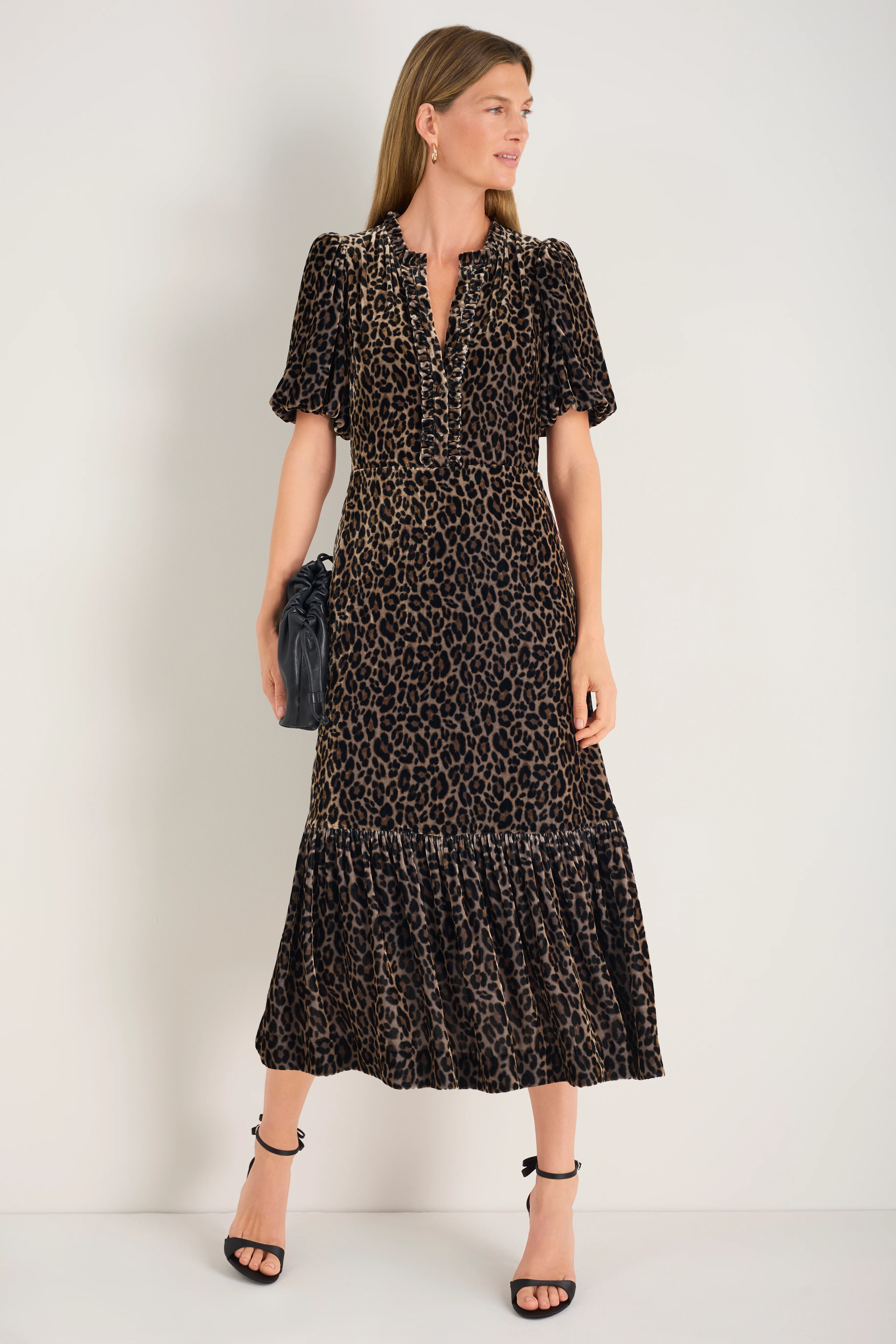 Celeste Silk Velvet Dress - Leopard - Image 3