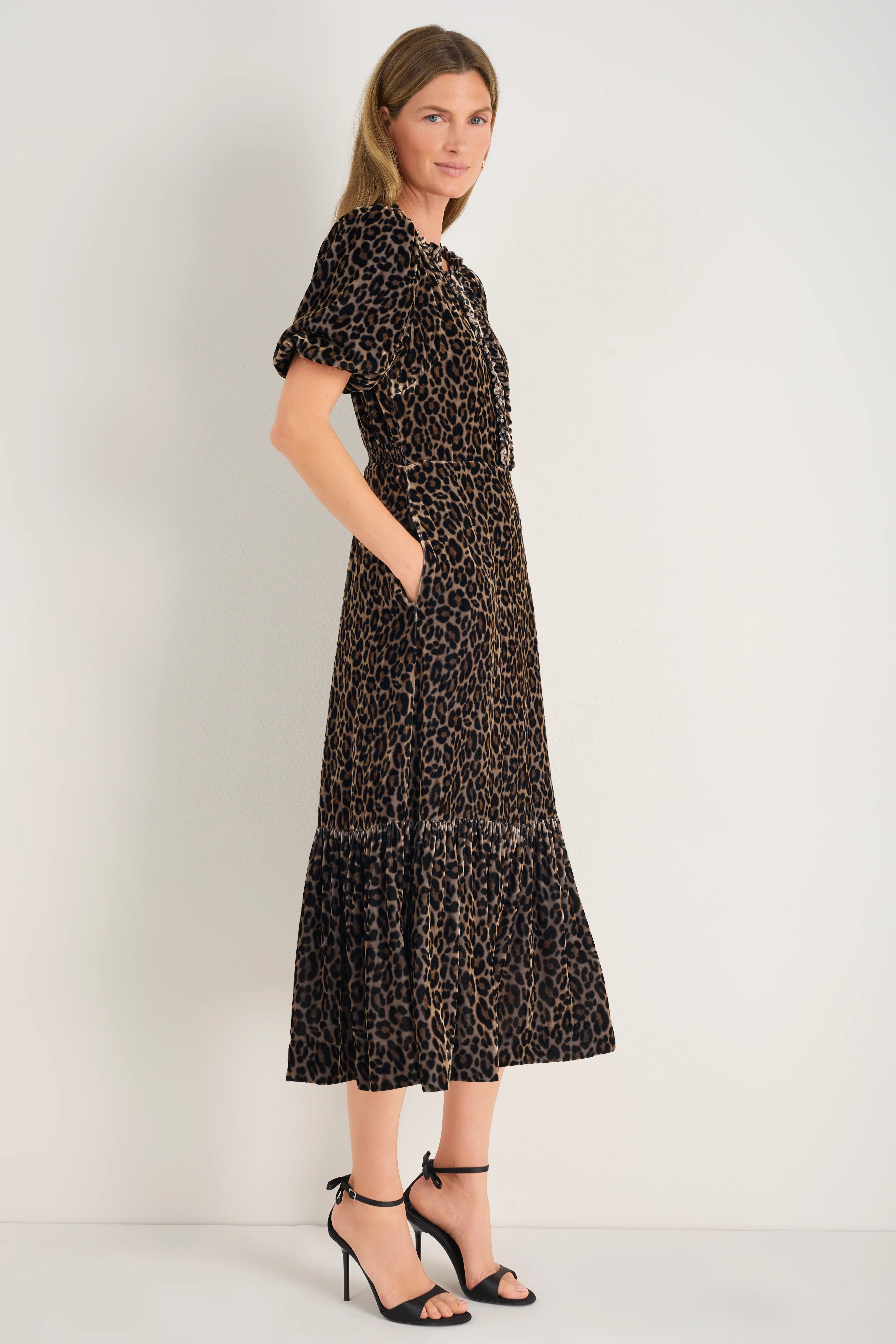 Celeste Silk Velvet Dress - Leopard - Image 5