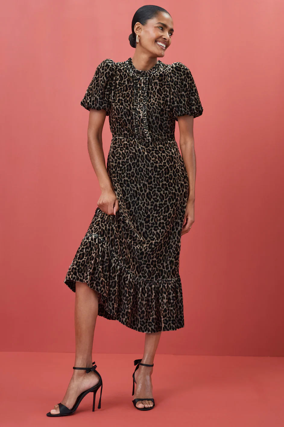 Celeste Silk Velvet Dress - Leopard - Image 6