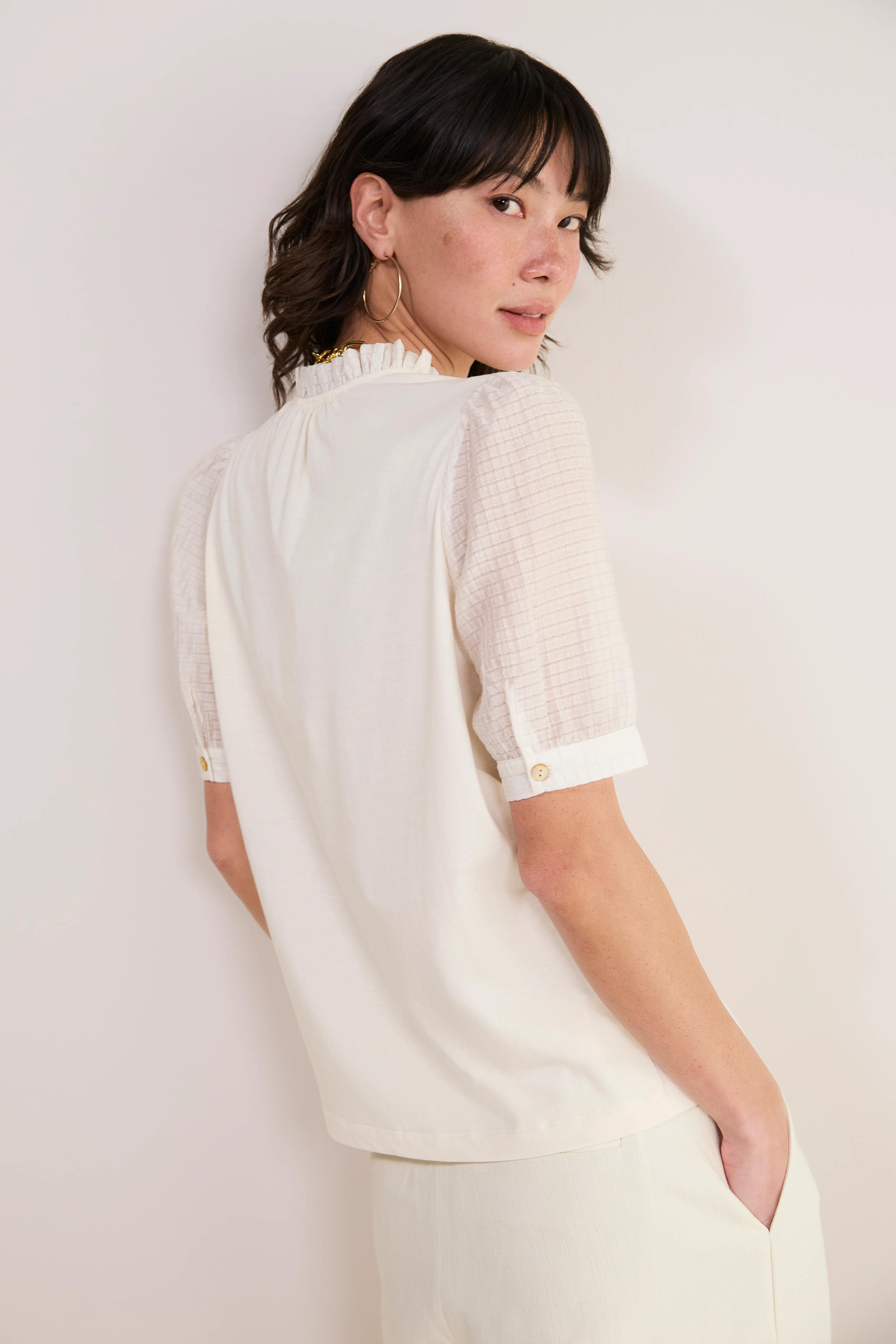 Charlise Short Sleeve Top - Ivory - Image 4