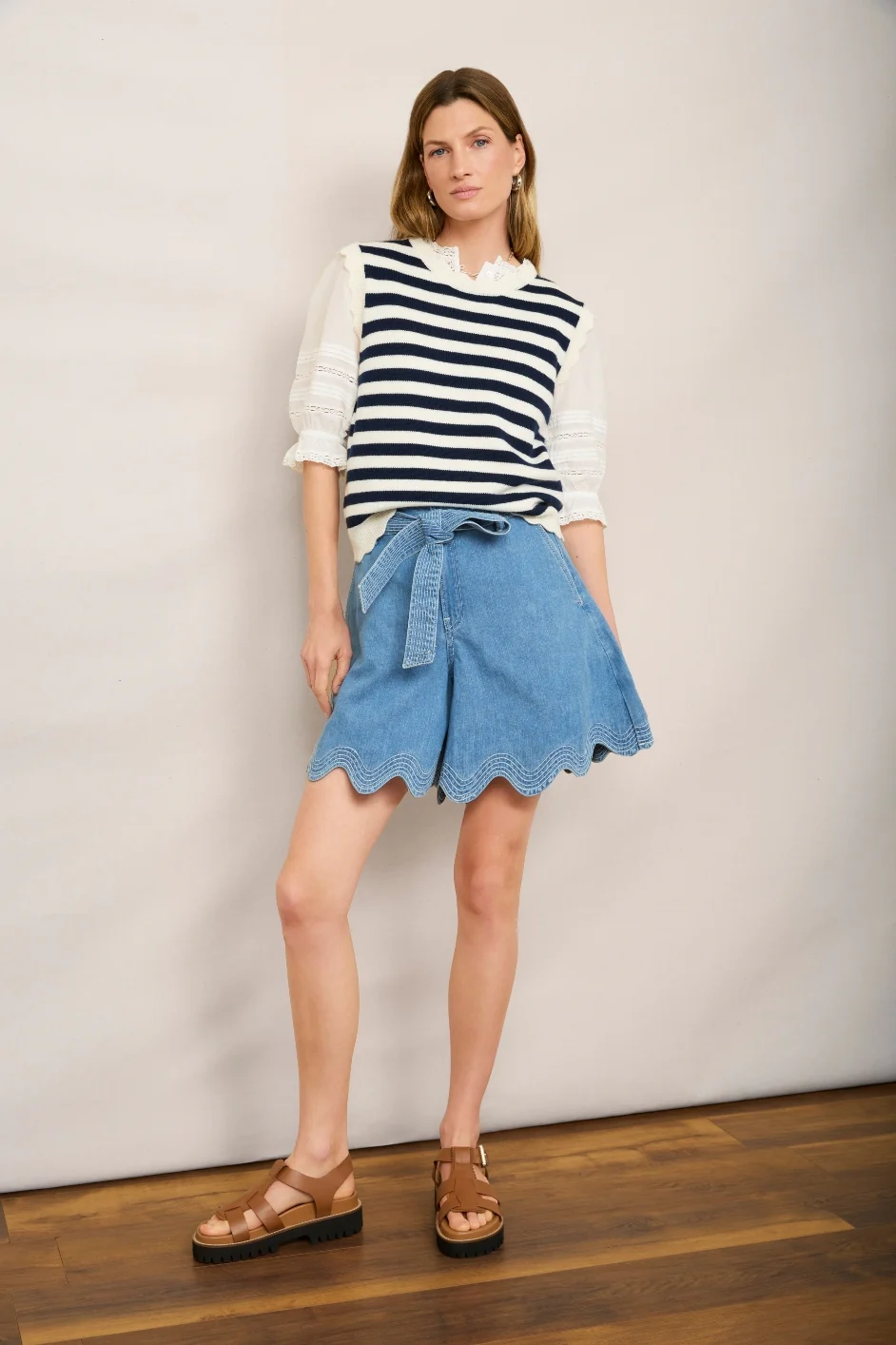Chloe Scallop  Short - Chambray - Image 2