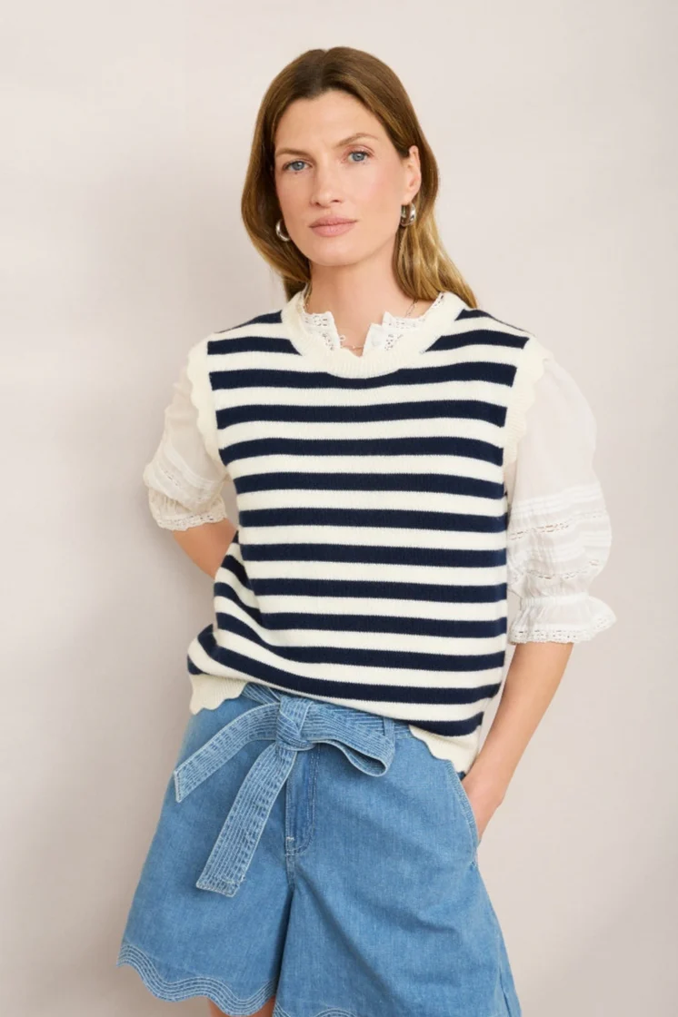 Chloe Scallop  Short - Chambray - Image 3