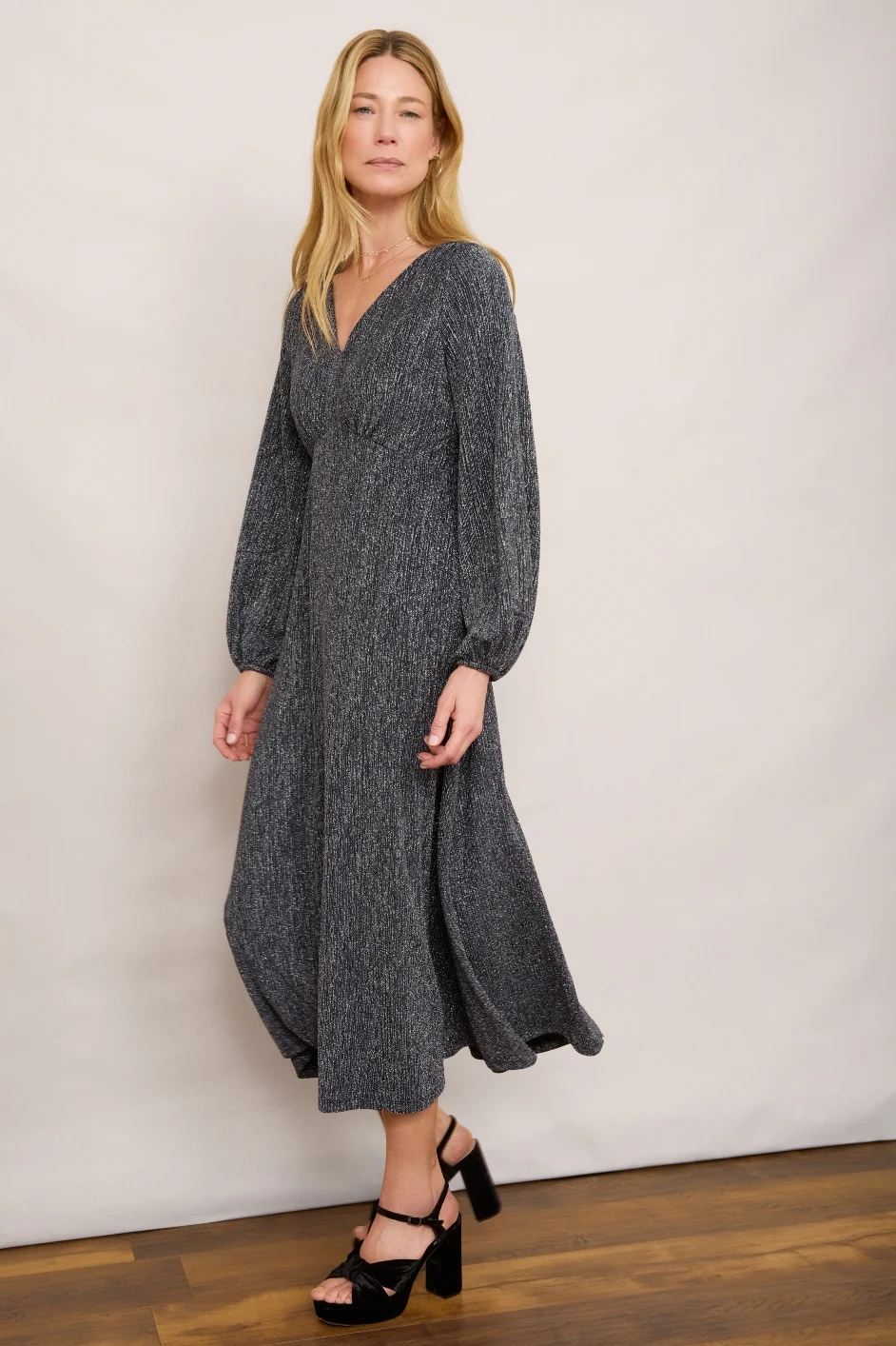 Claudia Crinkle Dress - Midnight/Silver Sparkle - Image 3