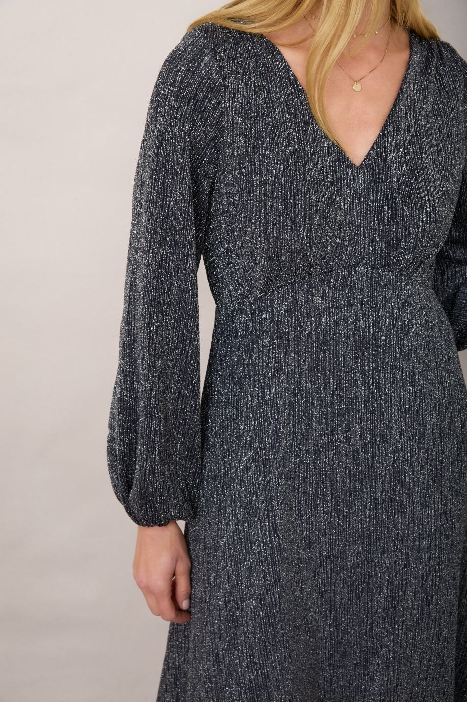Claudia Crinkle Dress - Midnight/Silver Sparkle - Image 4