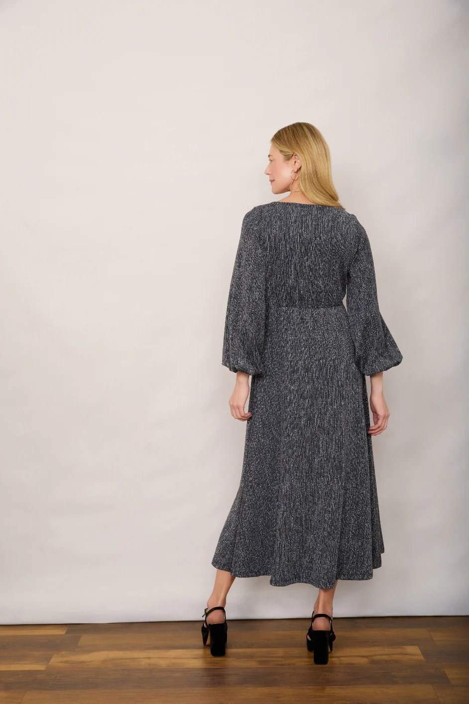 Claudia Crinkle Dress - Midnight/Silver Sparkle - Image 5