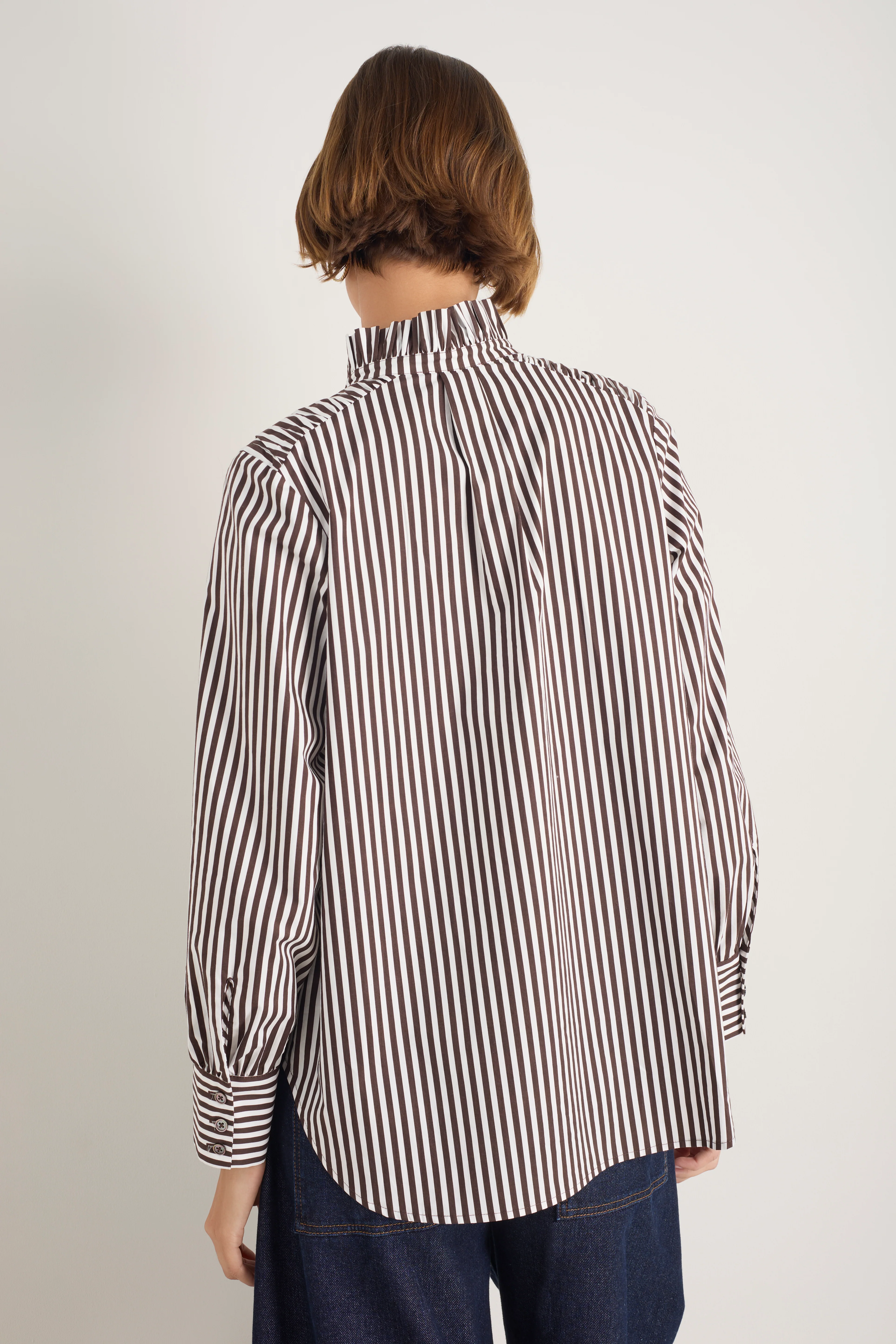 Clemmy Classic Shirt - Cocoa/Ivory Stripe - Image 5