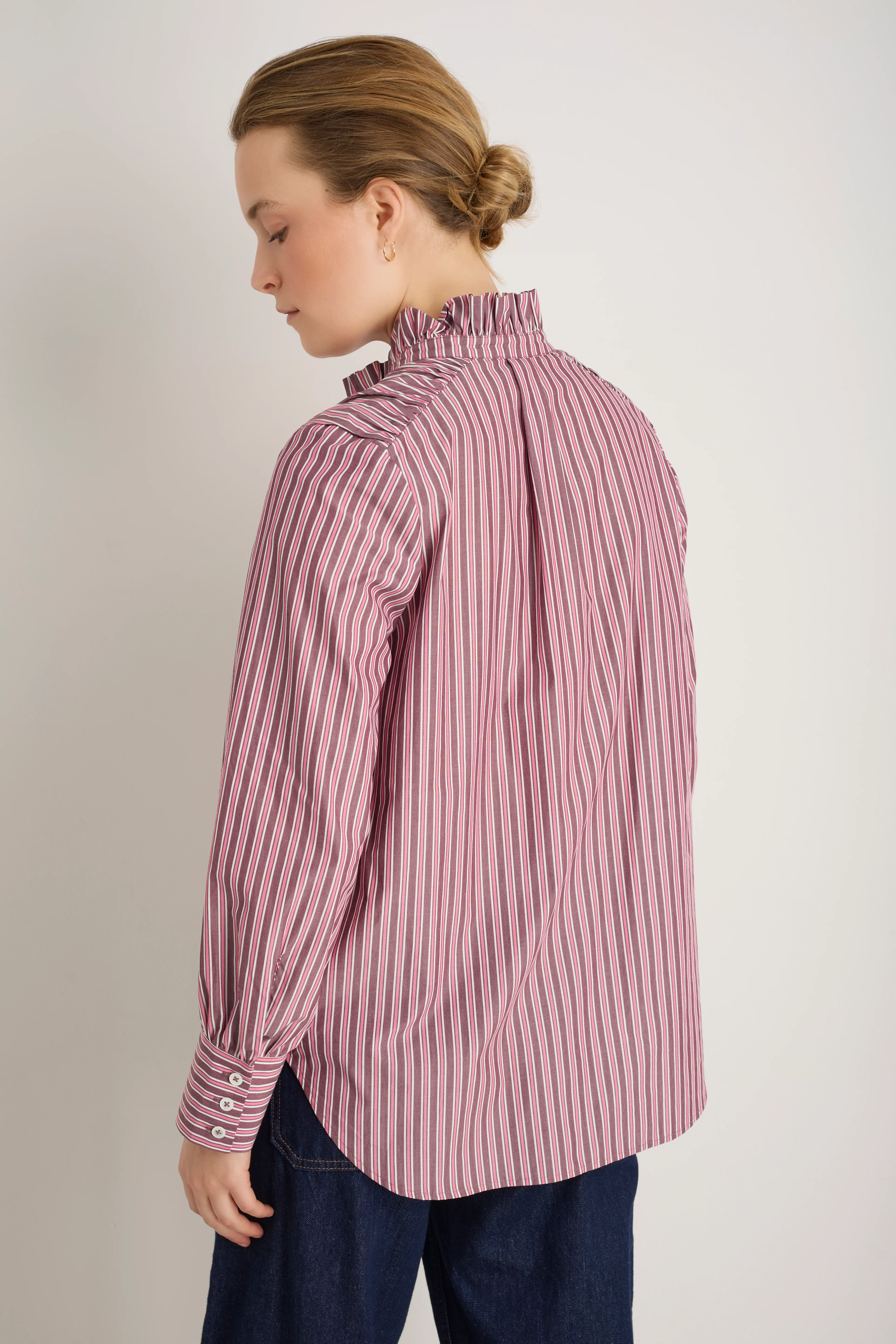 Clemmy Classic Shirt - Deep Fig/Raspberry Pink Stripe - Image 3