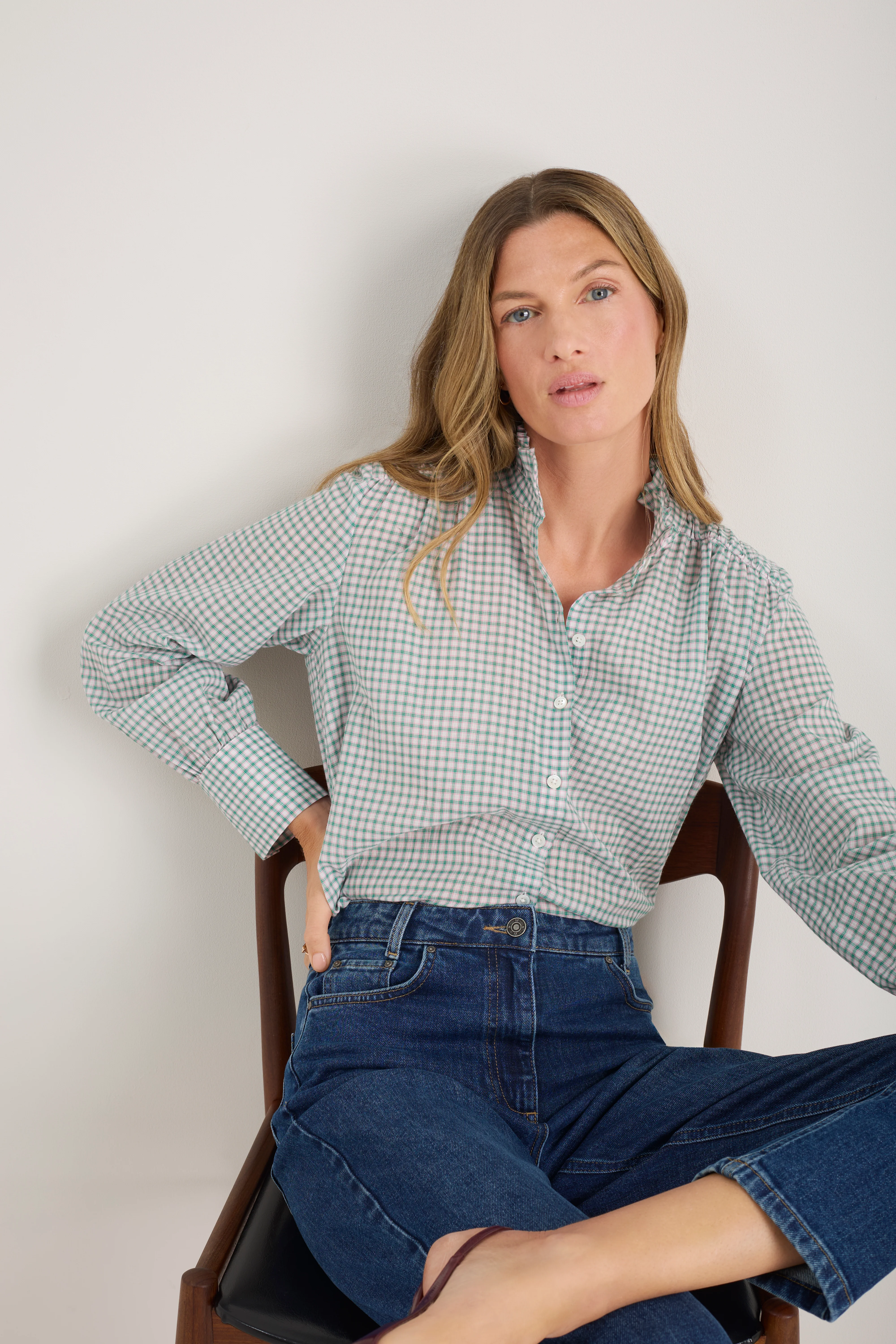 Clemmy Classic Shirt - Green/Pink Check - Image 3
