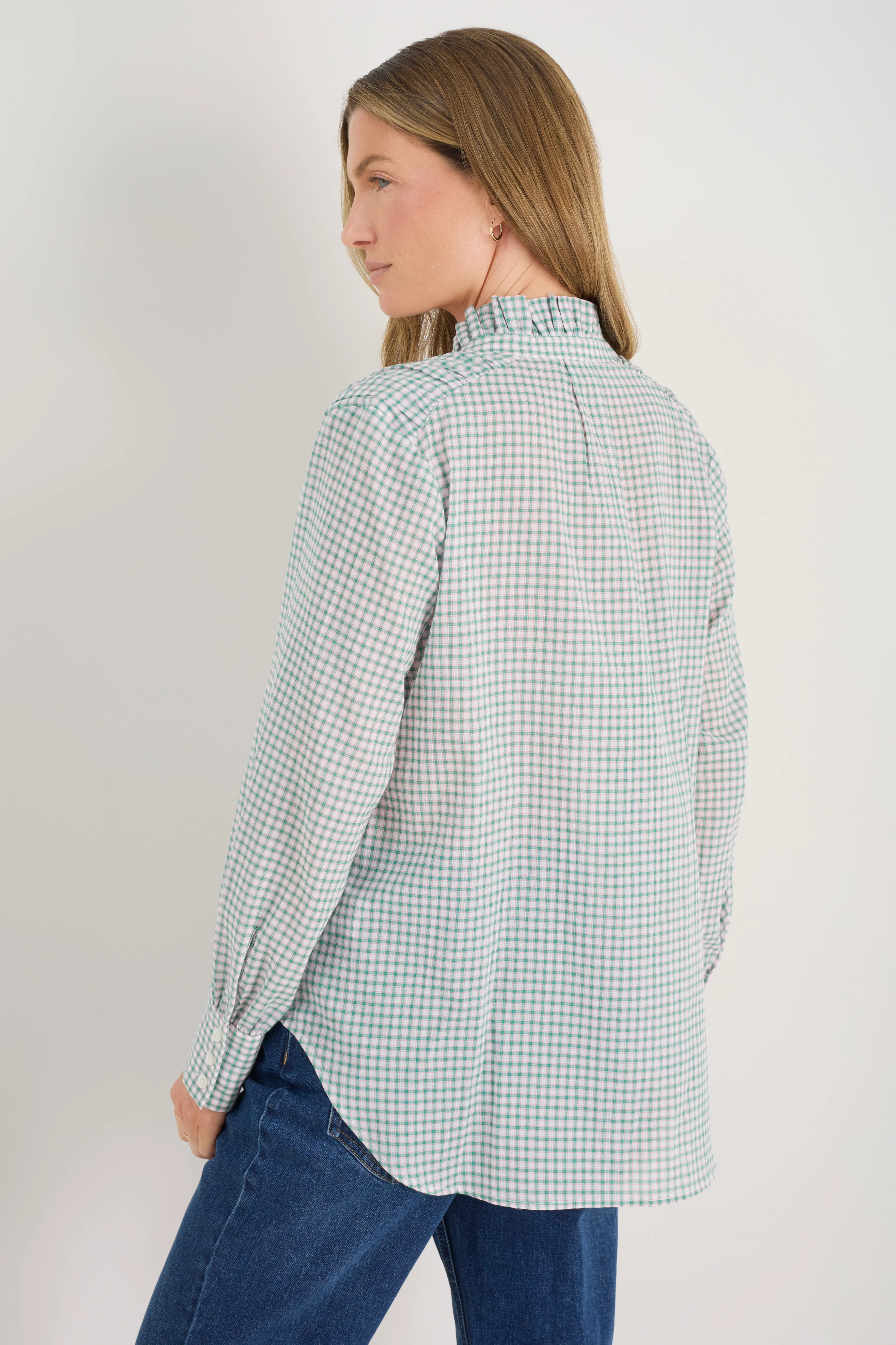 Clemmy Classic Shirt - Green/Pink Check - Image 7