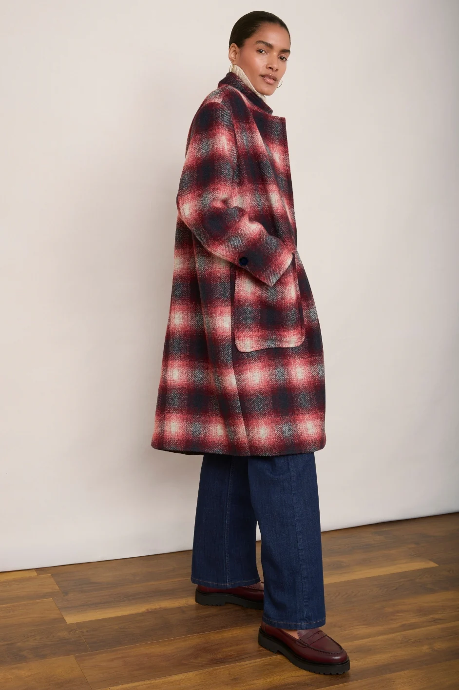DB x Wyse Check Wool Coat - Multi - Image 5