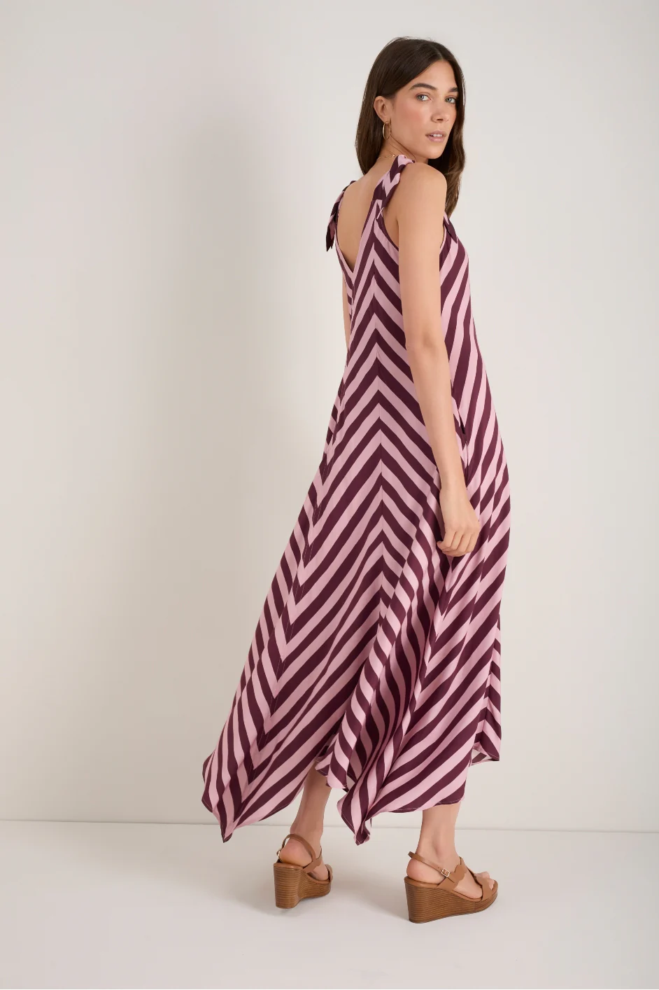 DB X Wyse Hanky Hem Dress - Plum Stripe - Image 2