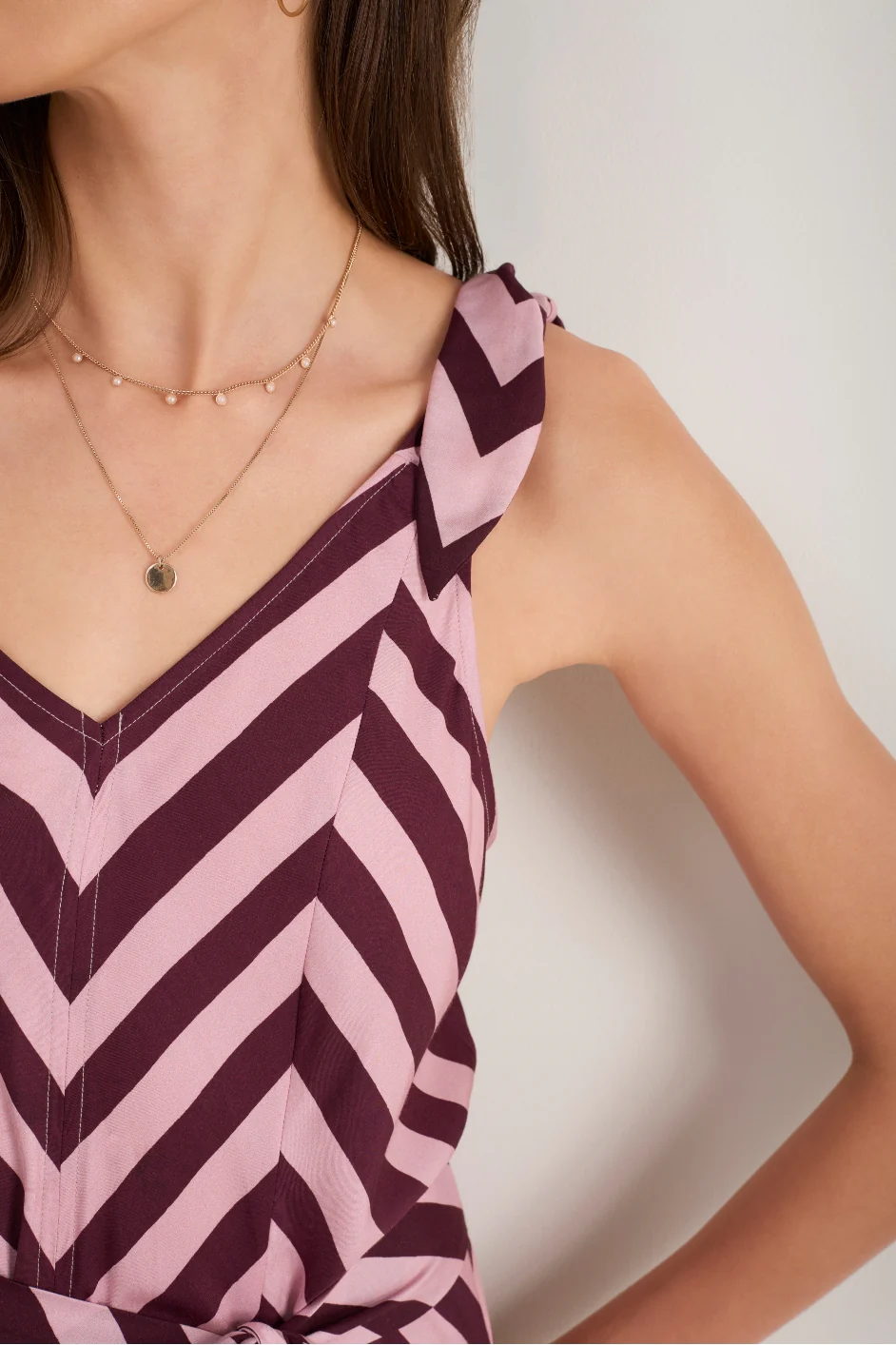DB X Wyse Hanky Hem Dress - Plum Stripe - Image 4