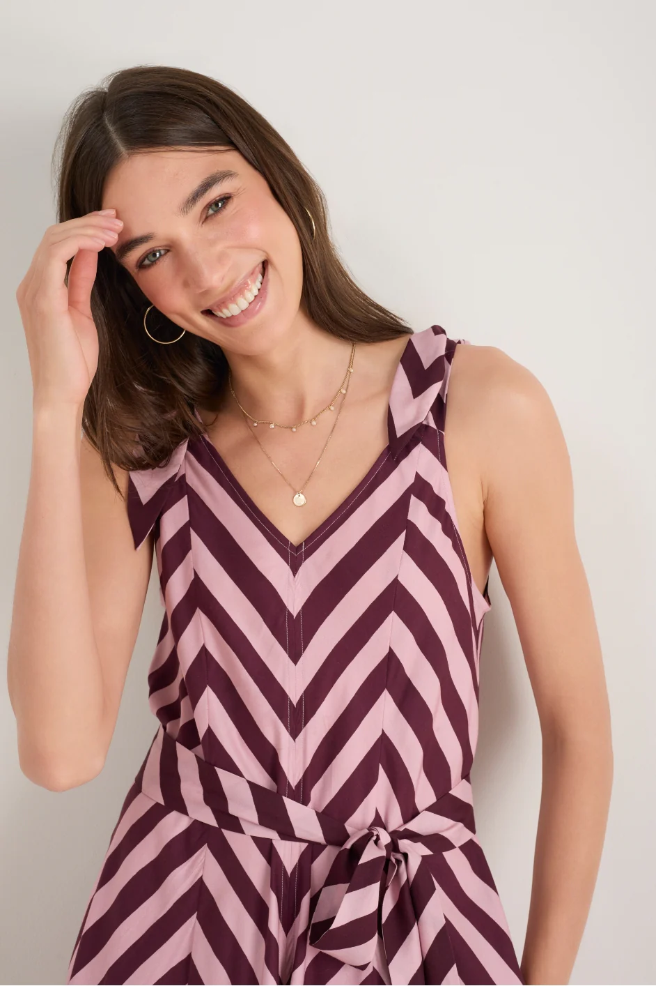DB X Wyse Hanky Hem Dress - Plum Stripe - Image 5