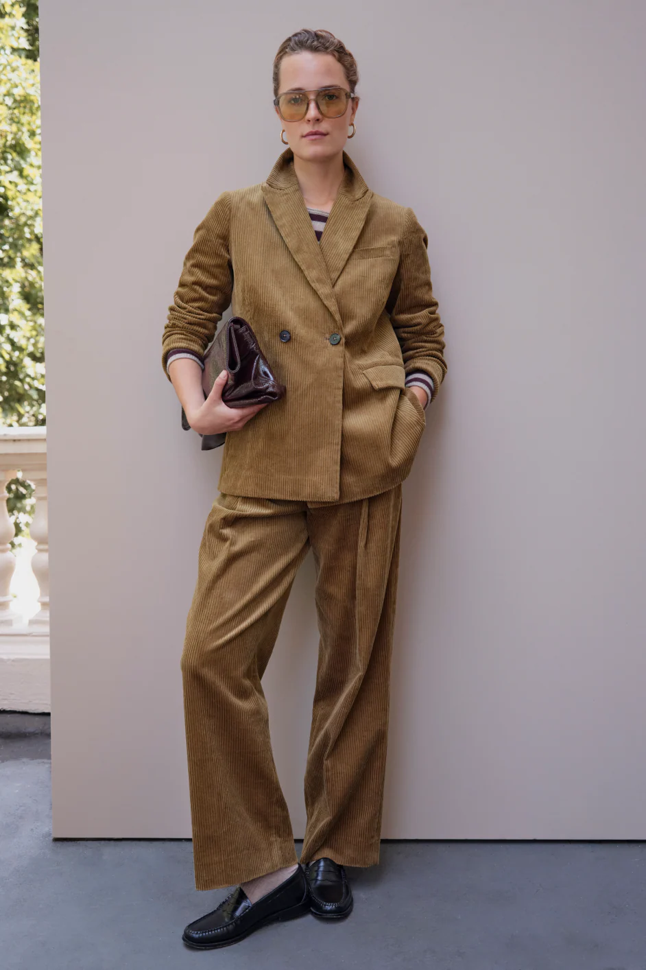 DB X Wyse Pleat Cord Trouser - Dark Chartreuse - Image 4