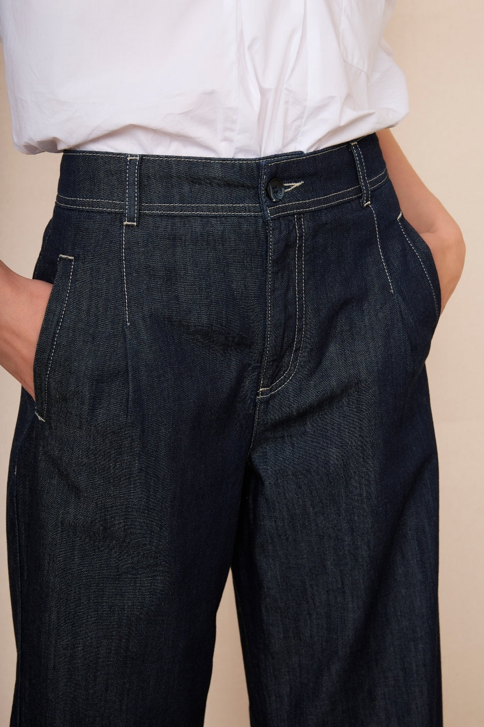 DB X Wyse Wide Leg Pleat Jean - Rinse Wash - Image 2