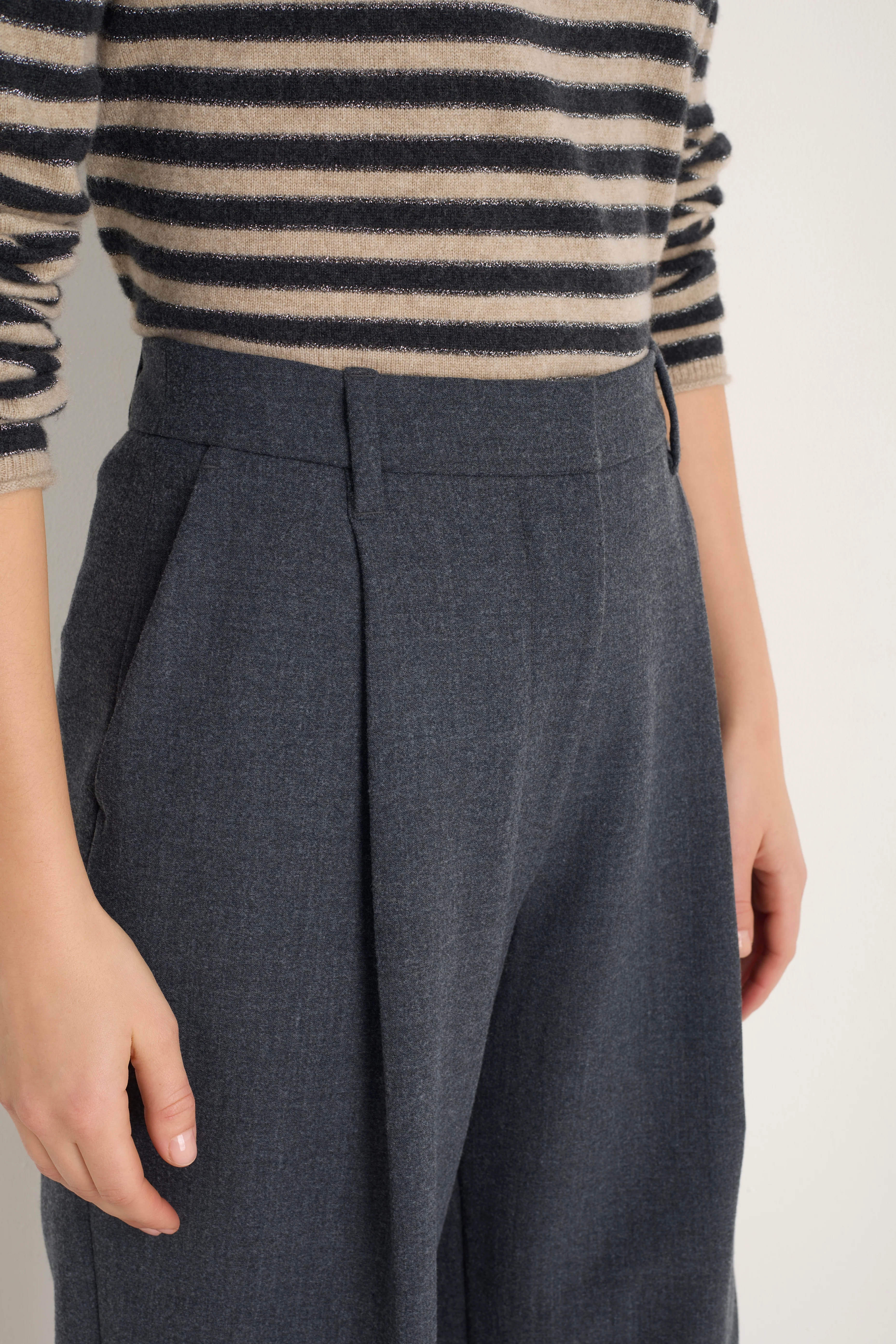 DB x WYSE Wool Blend Pleated Trouser - Charcoal Grey - Image 2