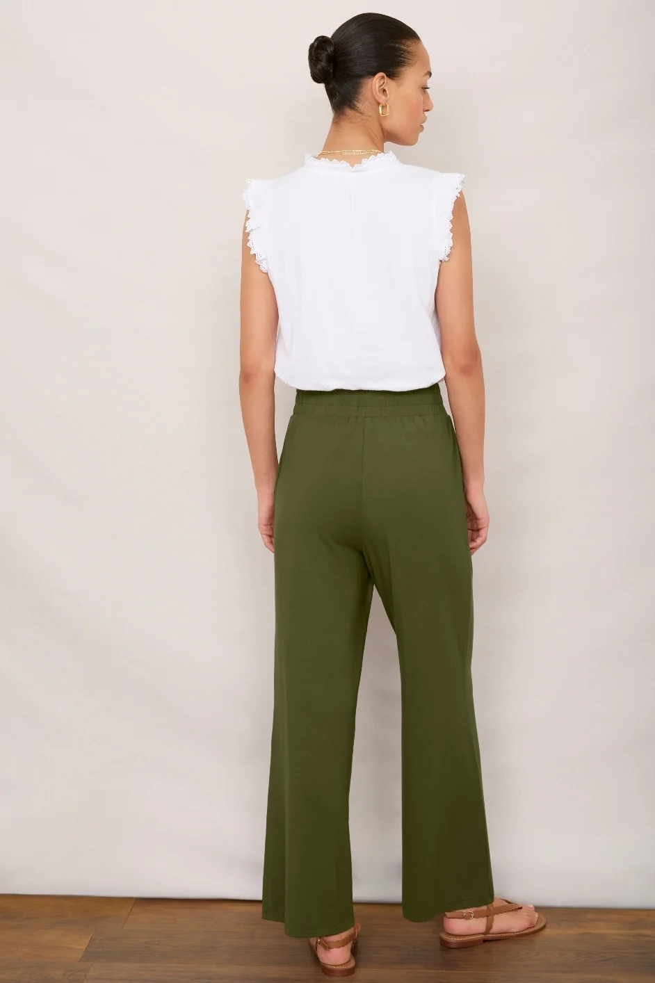 Delphine Pull On Trouser - Moss Green - Image 4