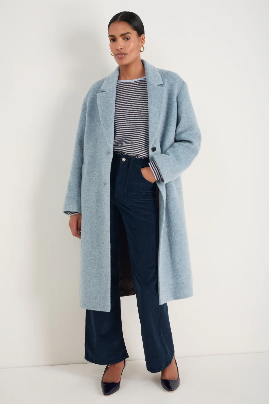 Dylan Drawn Cloth Coat - Blue - Image 3