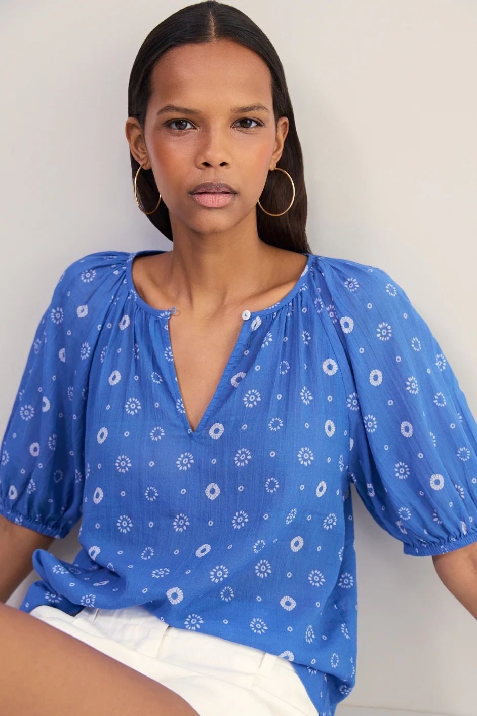 Edie Blouse - Soft Cobalt Shibori - Image 3