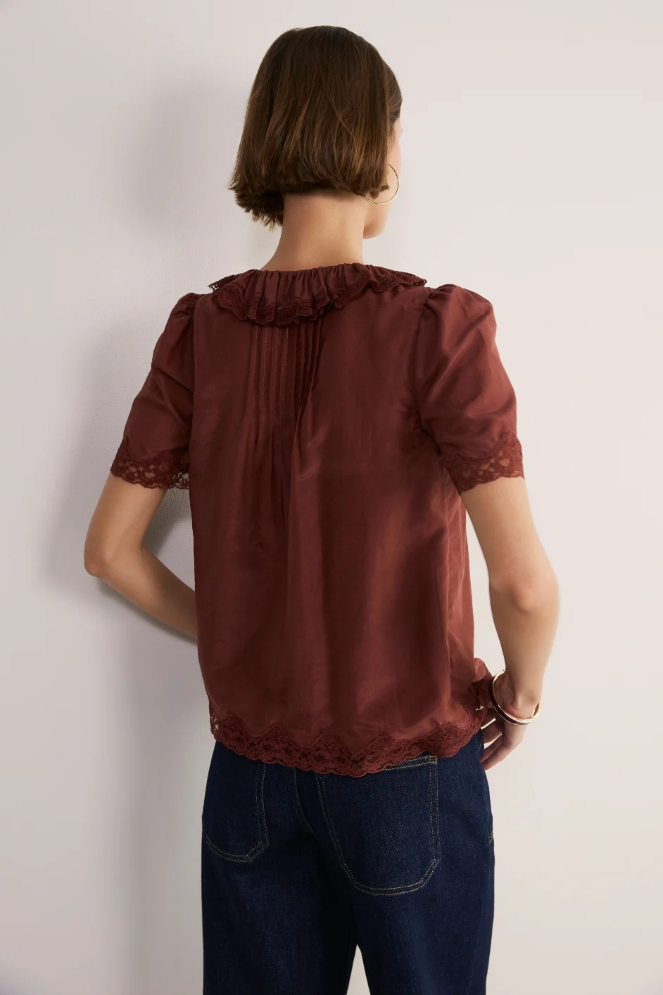 Edith Silk Blend Blouse - Rust - Image 6