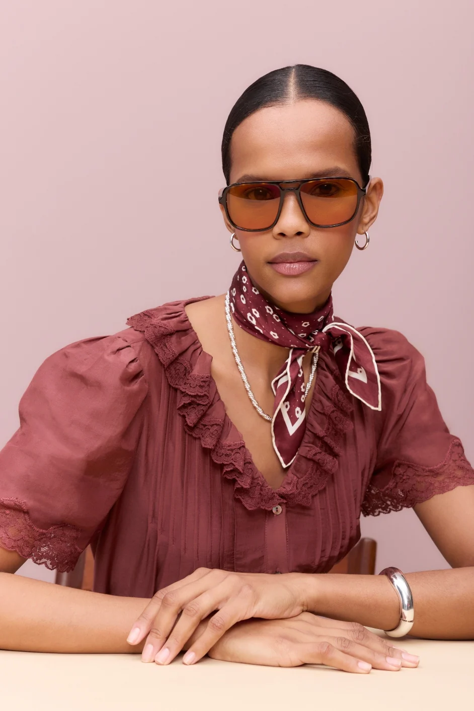 Edith Silk Blend Blouse - Rust - Image 7