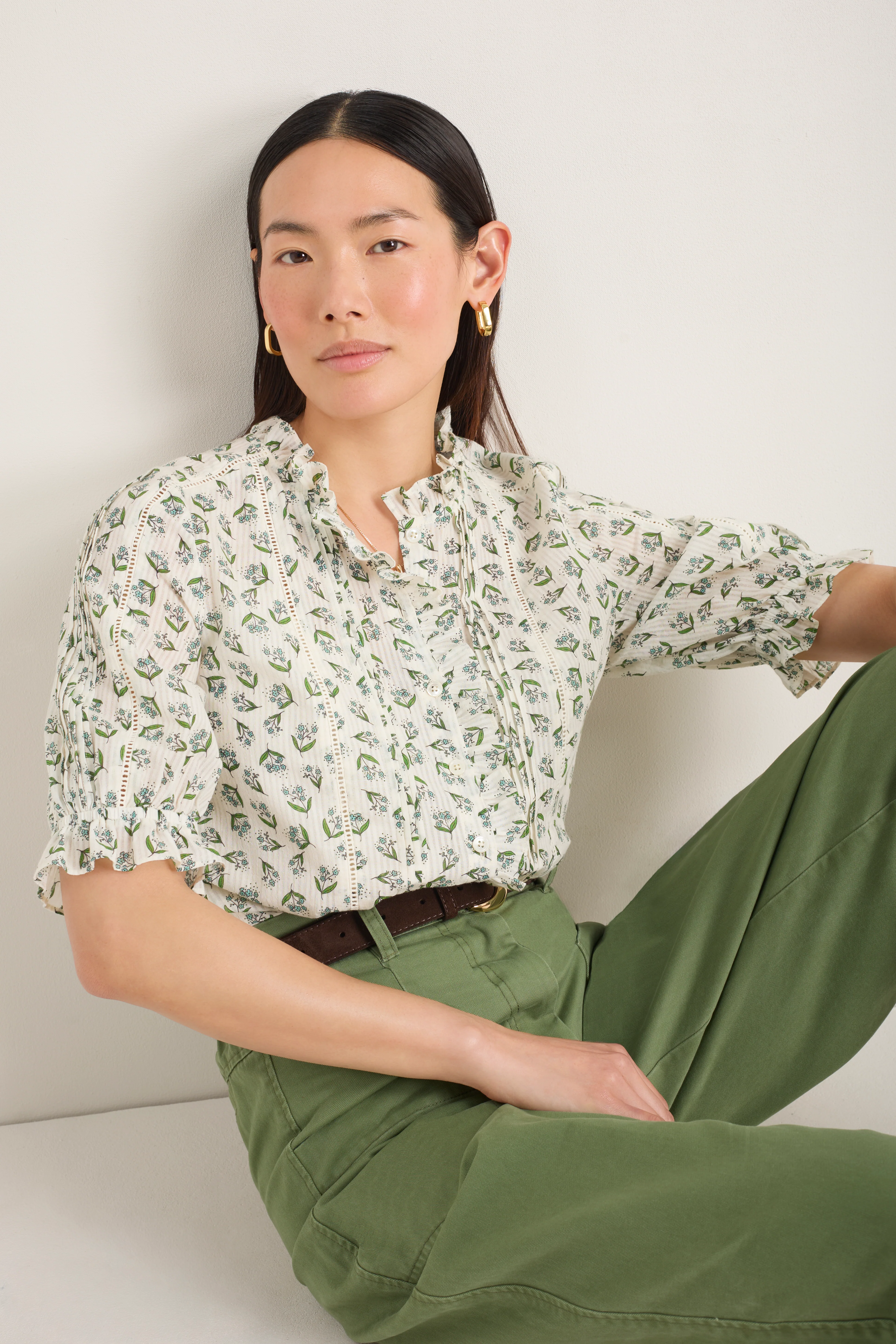Elara Blouse - Ivory Stamp Floral - Image 3