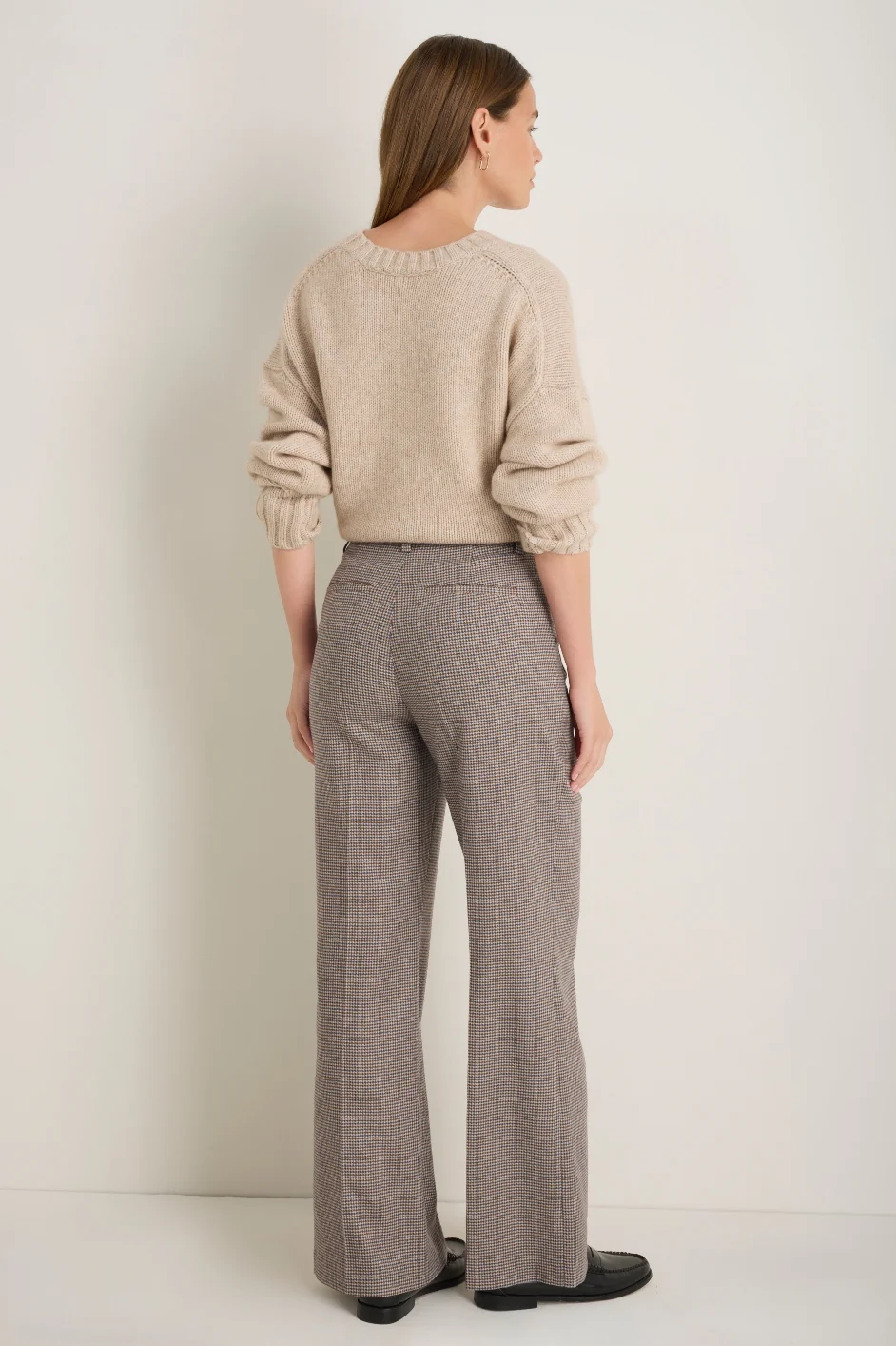 Eleanor Wool Blend Trousers - Cocoa/Blue Check - Image 3