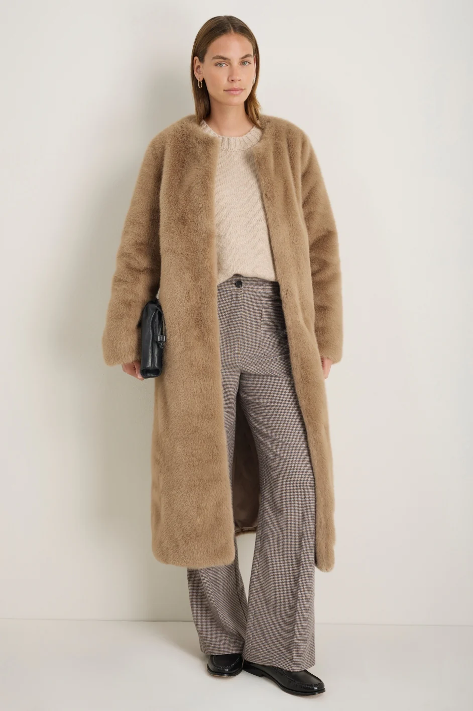 Eleanor Wool Blend Trousers - Cocoa/Blue Check - Image 4