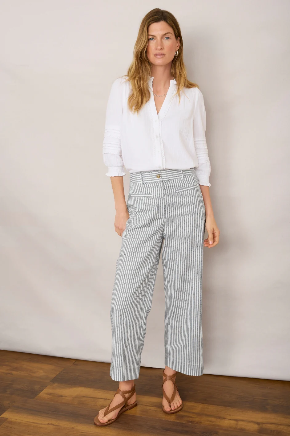 Eliana Trouser - Blue/Ivory Stripe