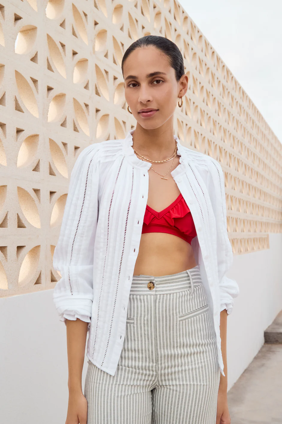 Eliana Trouser - Sage Green/Ivory Stripe - Image 4