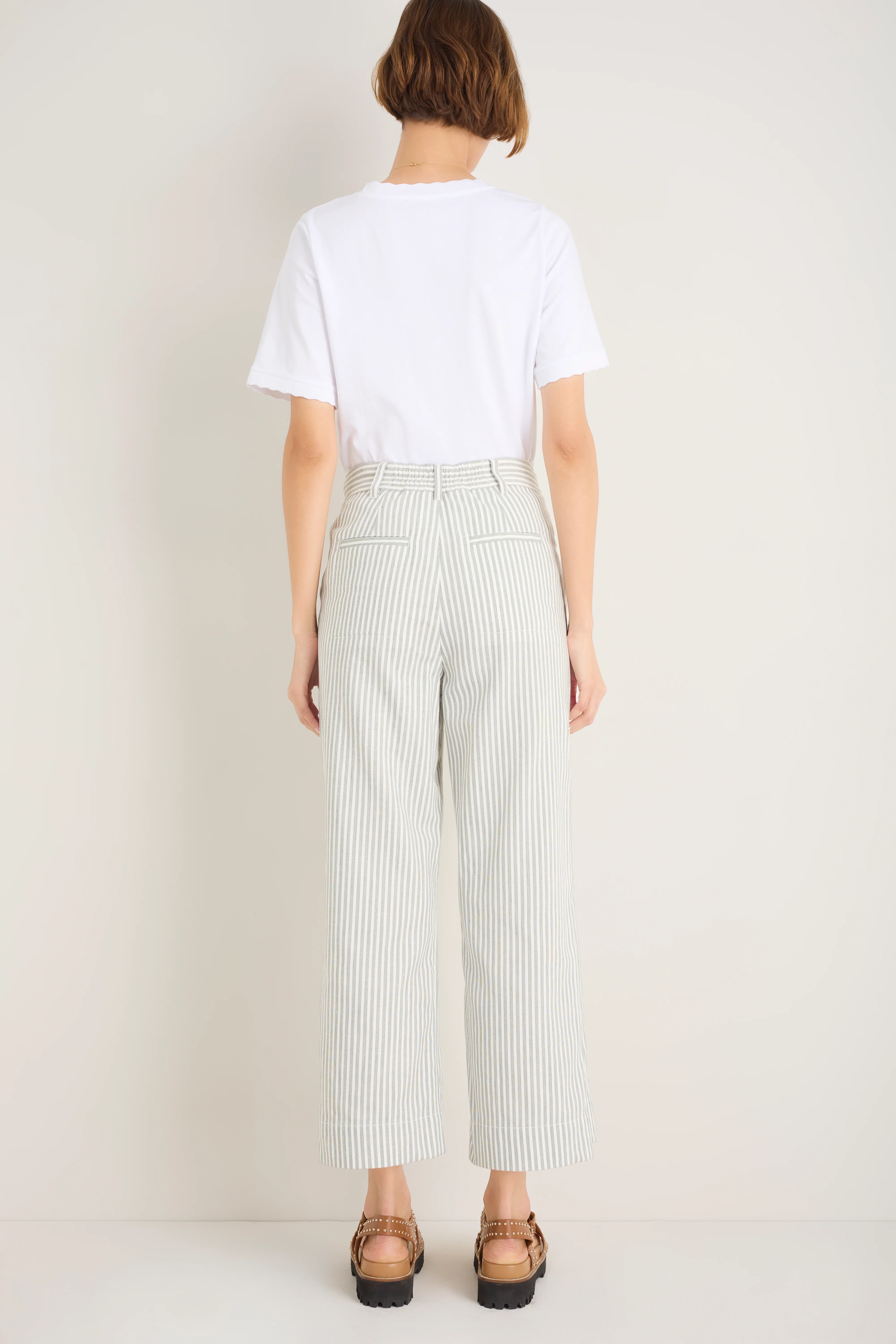 Eliana Trouser - Sage Green/Ivory Stripe - Image 5